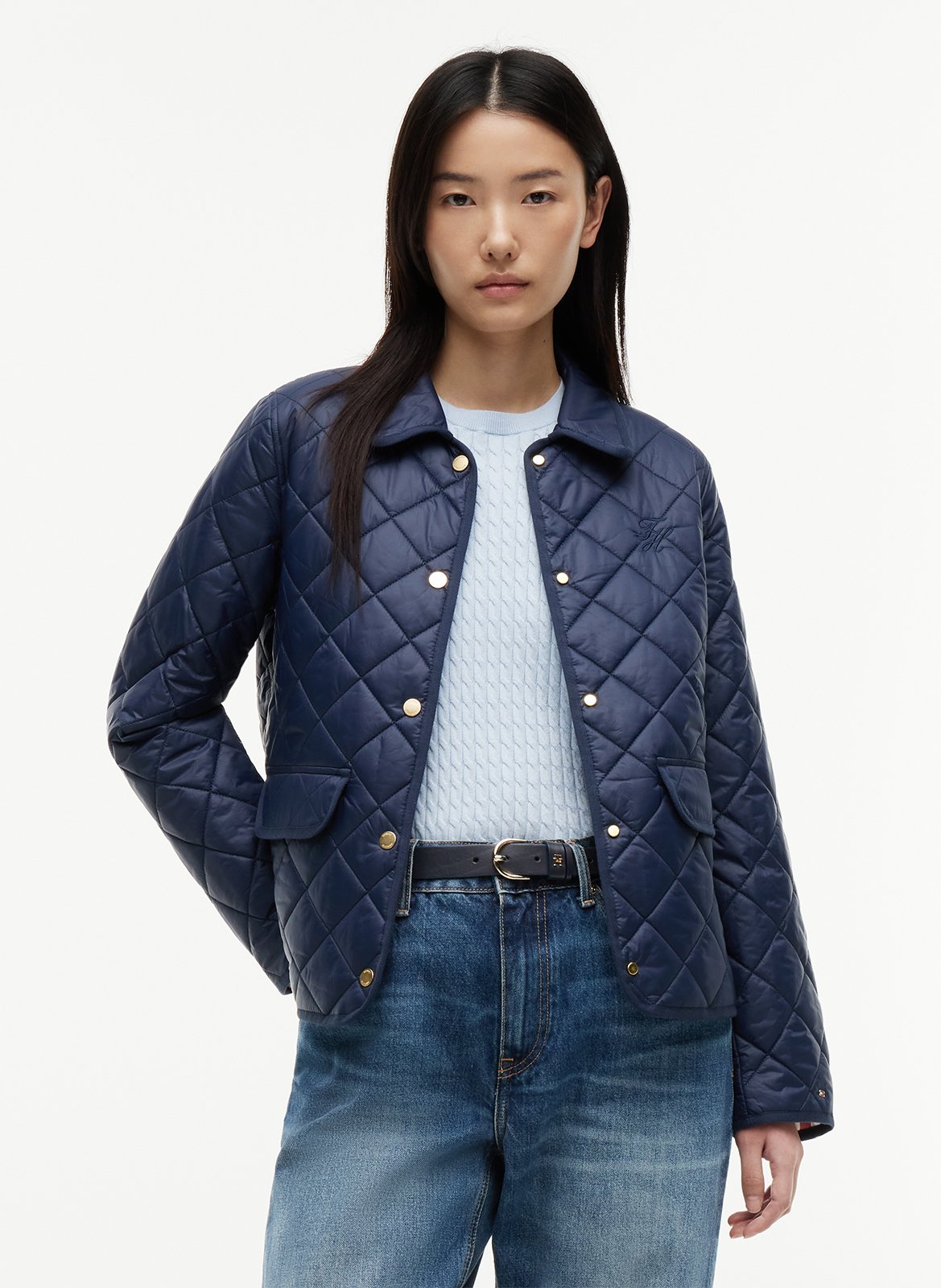 Quilted straight-cut jacket TOMMY HILFIGER Blue