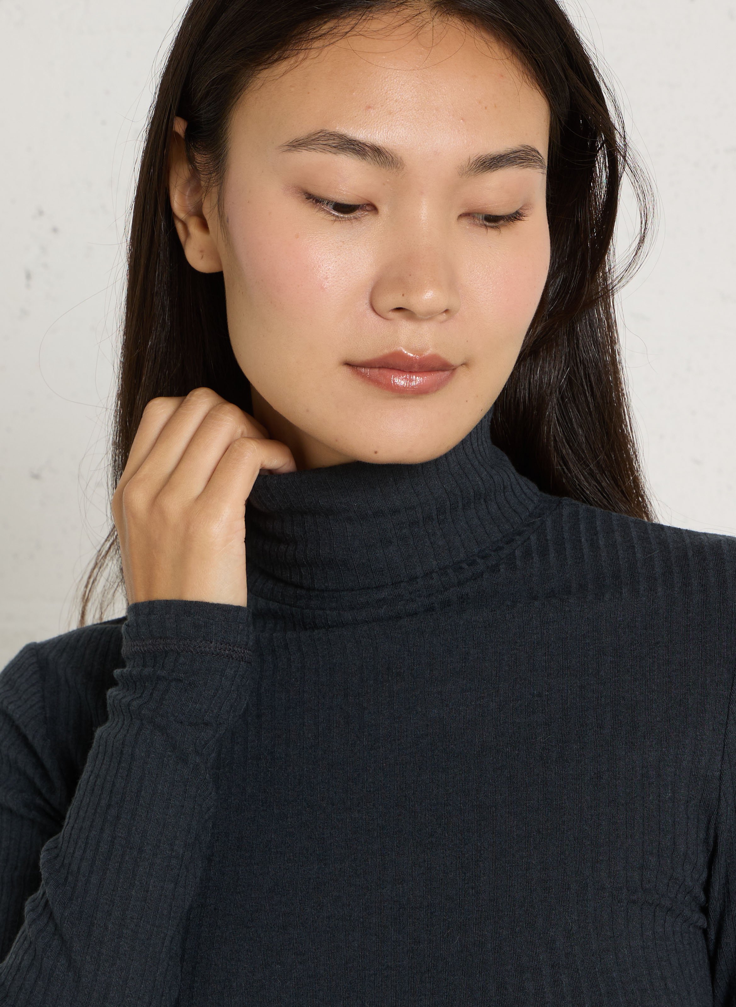 T-shirt moulant col roulé uni BELLEROSE Bleu