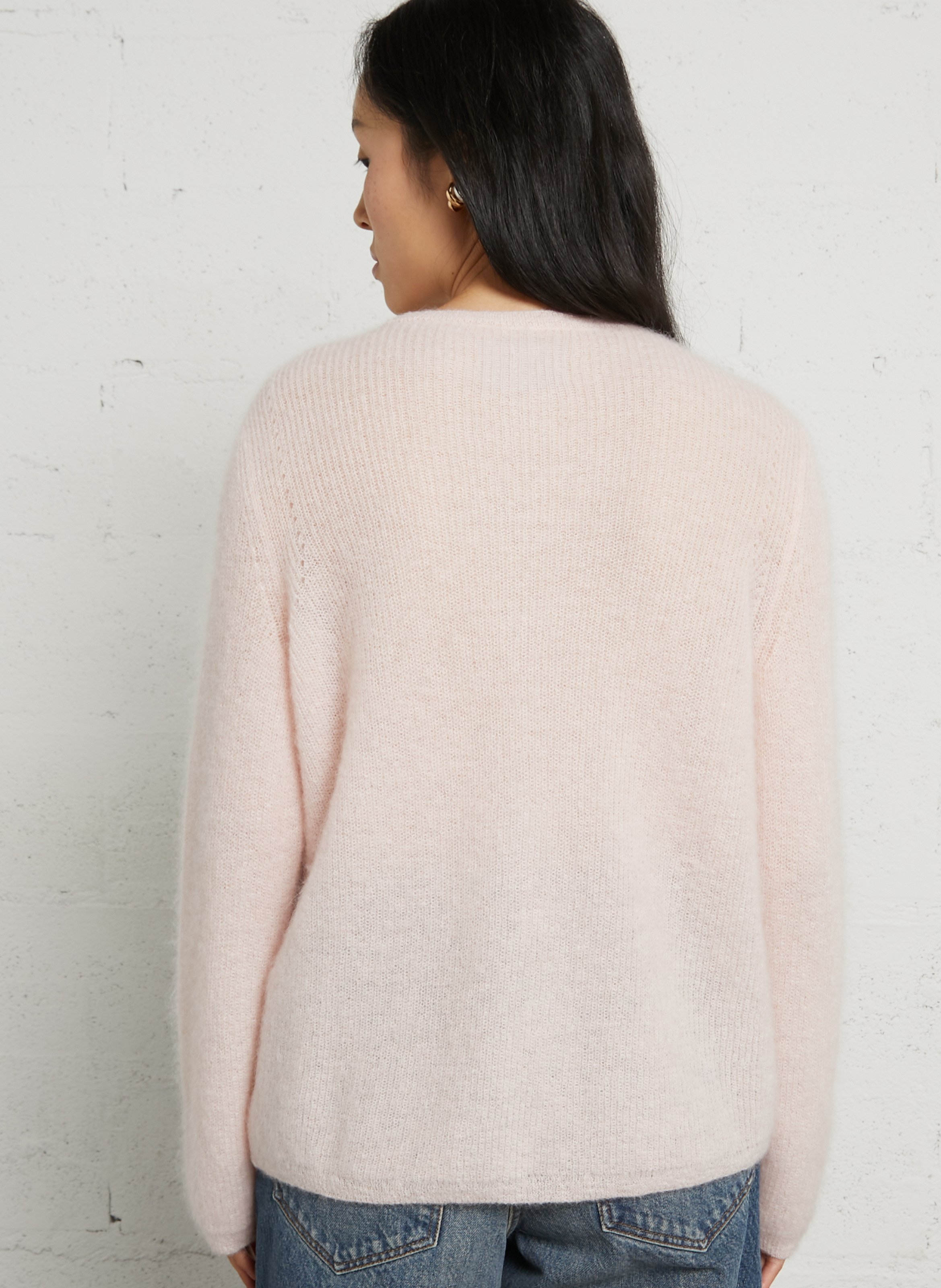 Gerade geschnittene Strickjacke mit Rundhalsausschnitt DES PETITS HAUTS Rosa