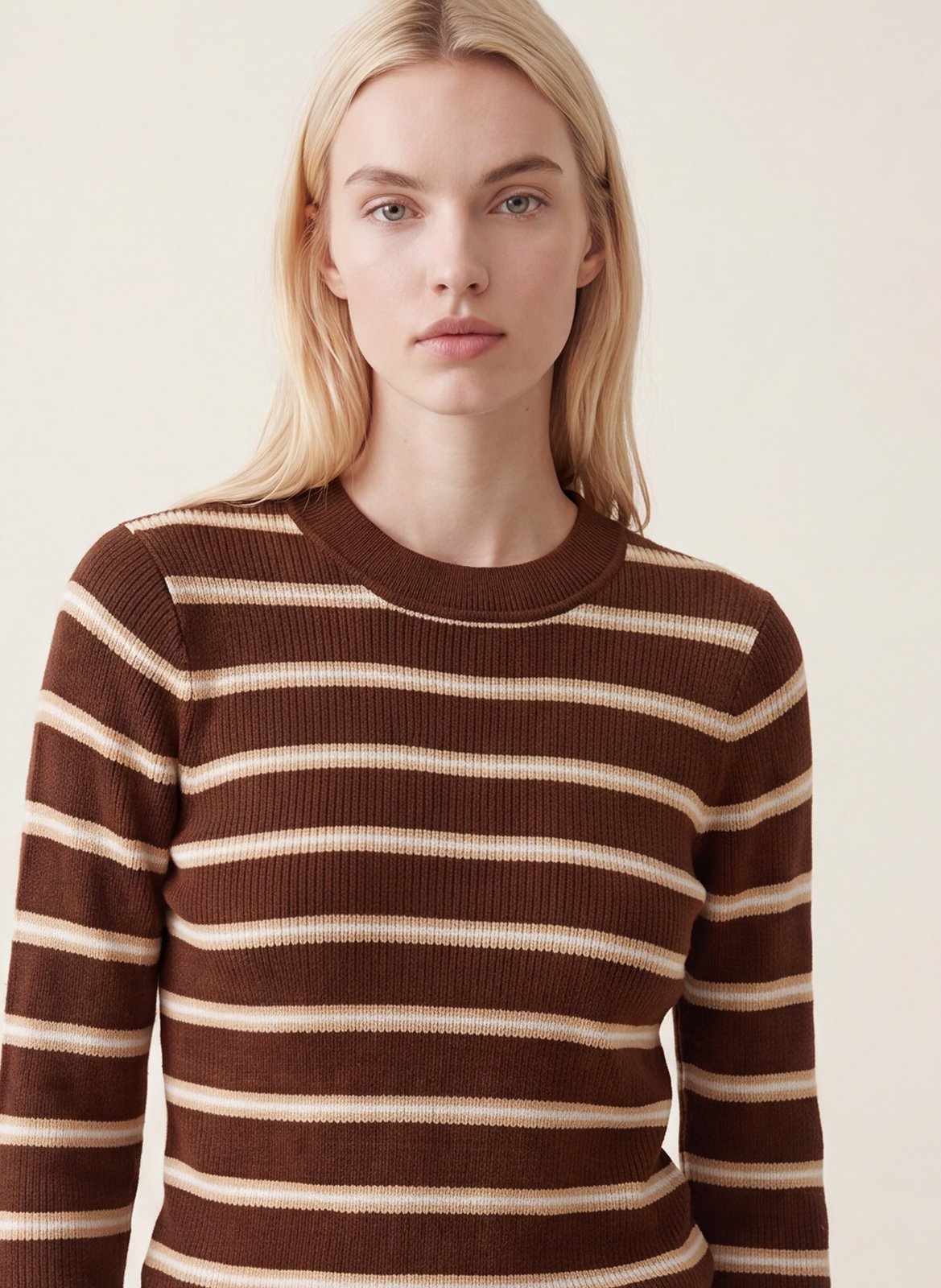 Pull col rond en laine mélangée | Marron KOOKAI Femme