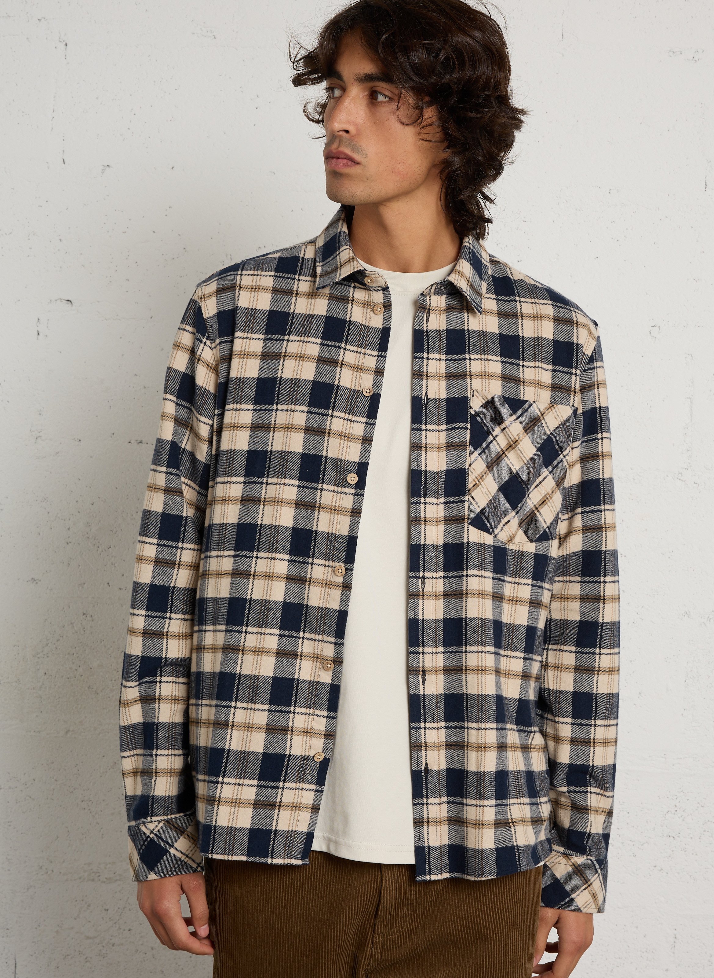 Chemise droite col classique en coton SOLID