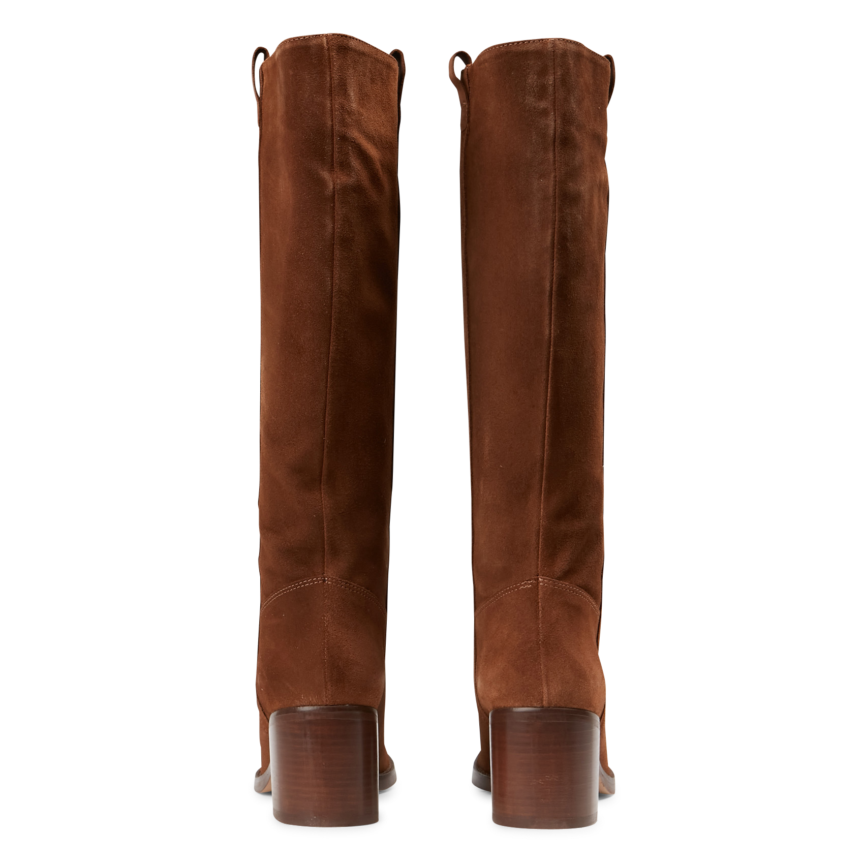 Bottes à talons en cuir velours  LA FEE MARABOUTEE Marron