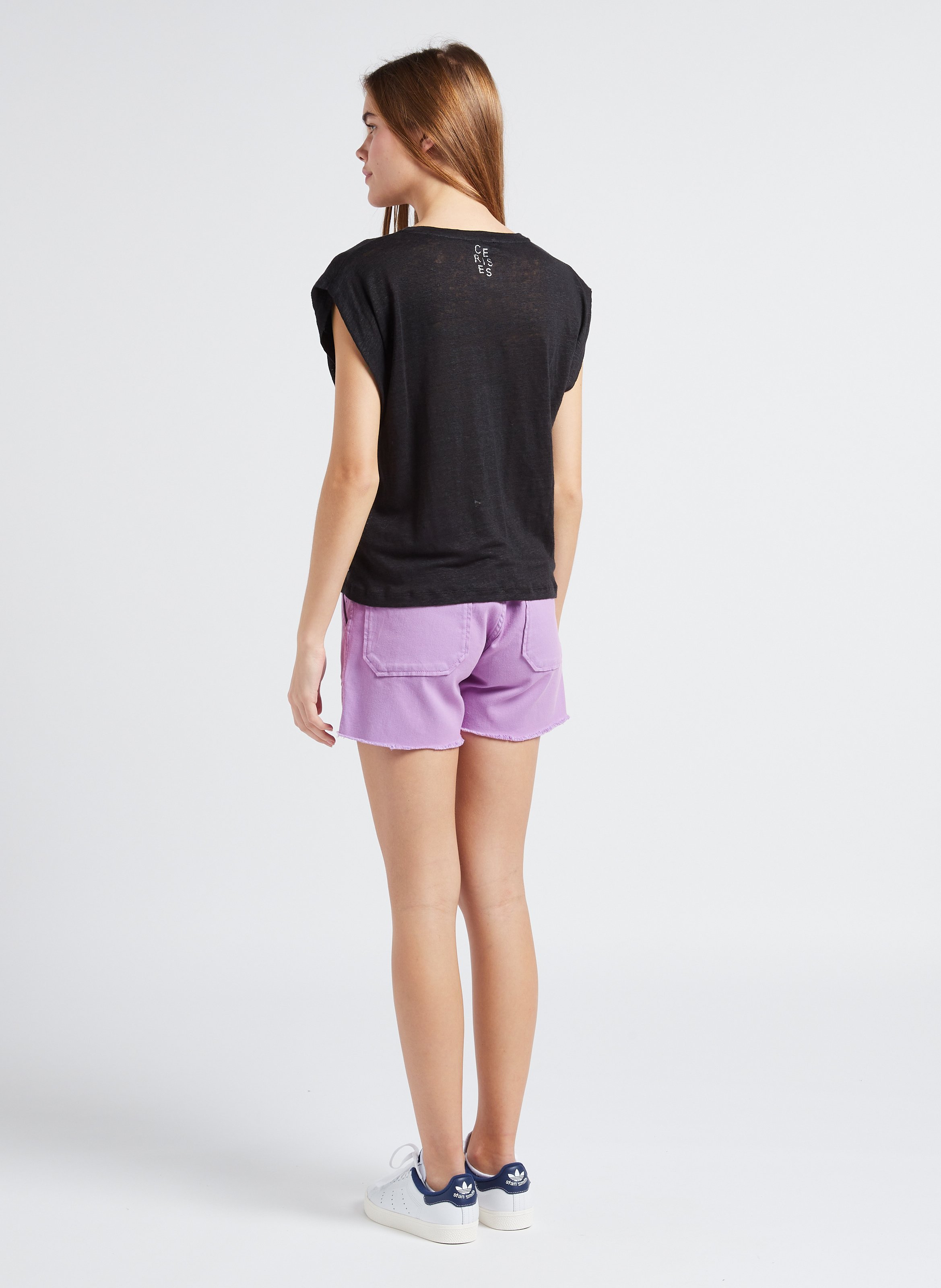 Short droit en denim stretch  ACQUAVERDE Violet