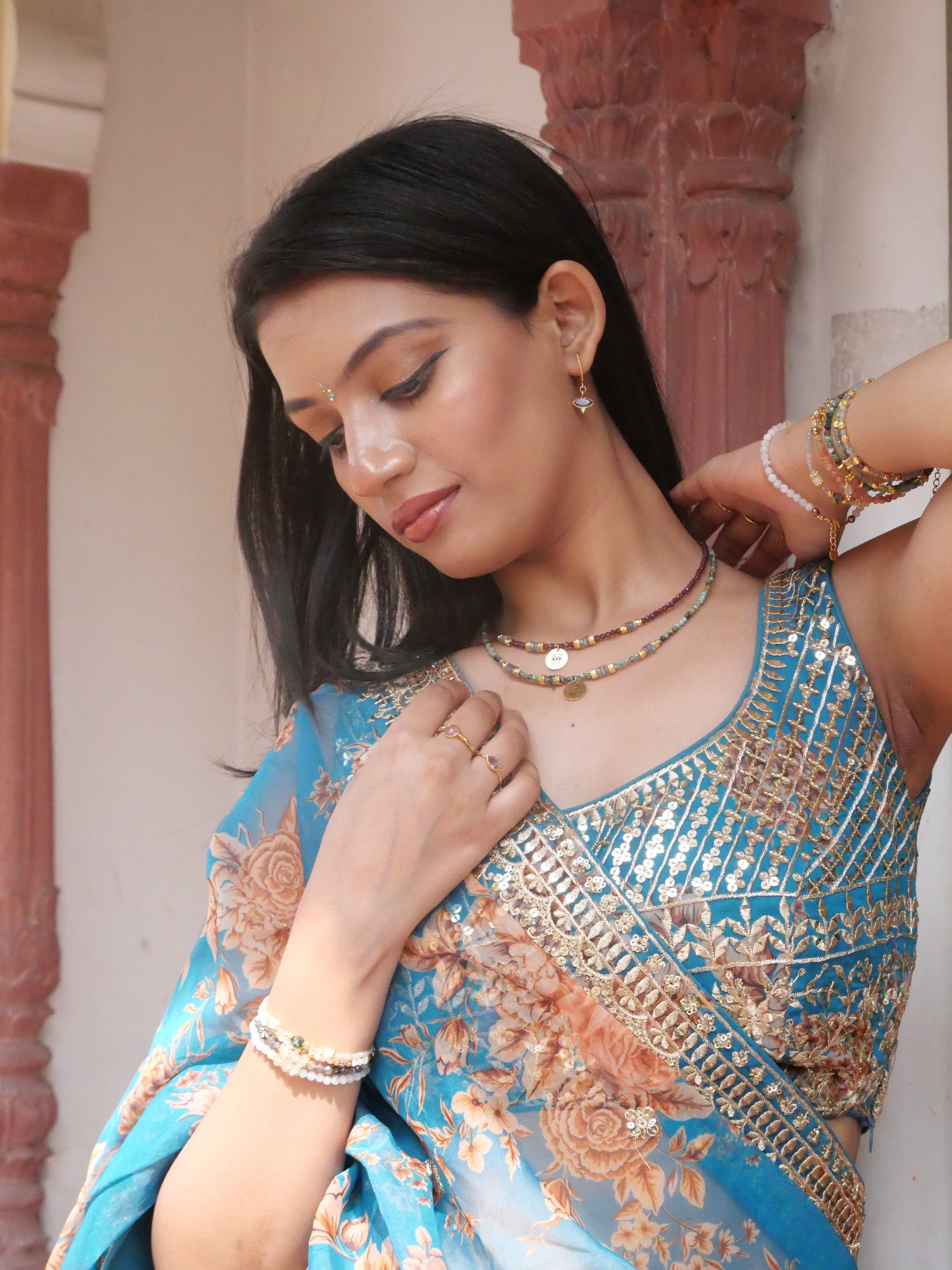 Natural stone necklace GINANDGER Blue