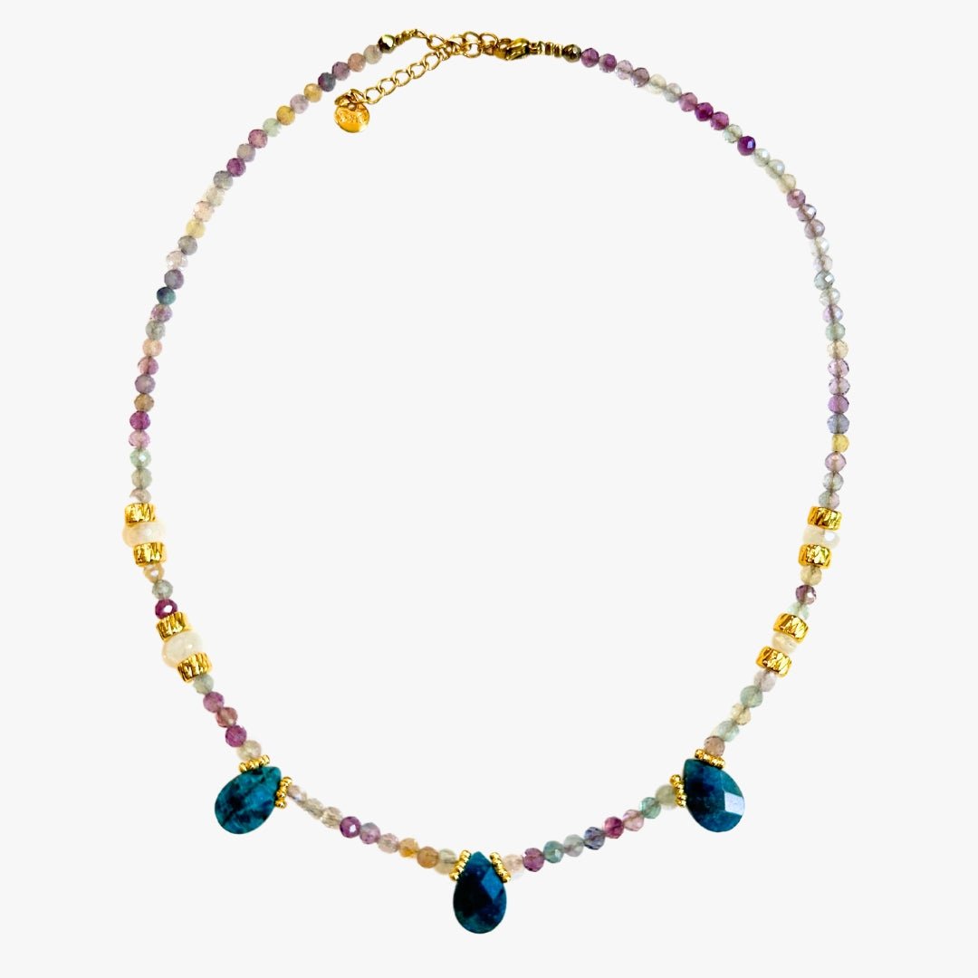 Apatite and Fluorite Necklace GINANDGER Purple