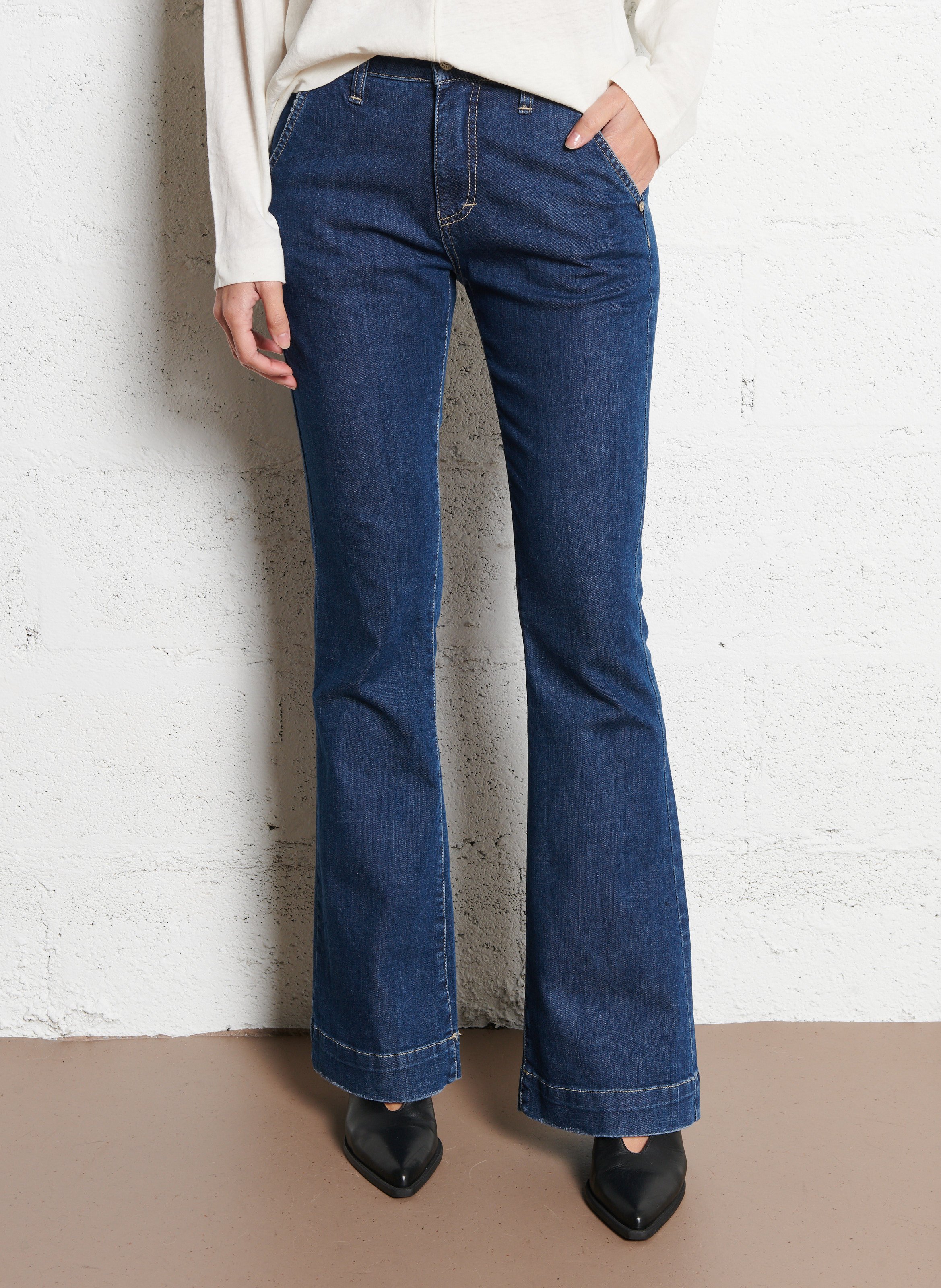 Bootcut cotton jeans PLEASE Blue