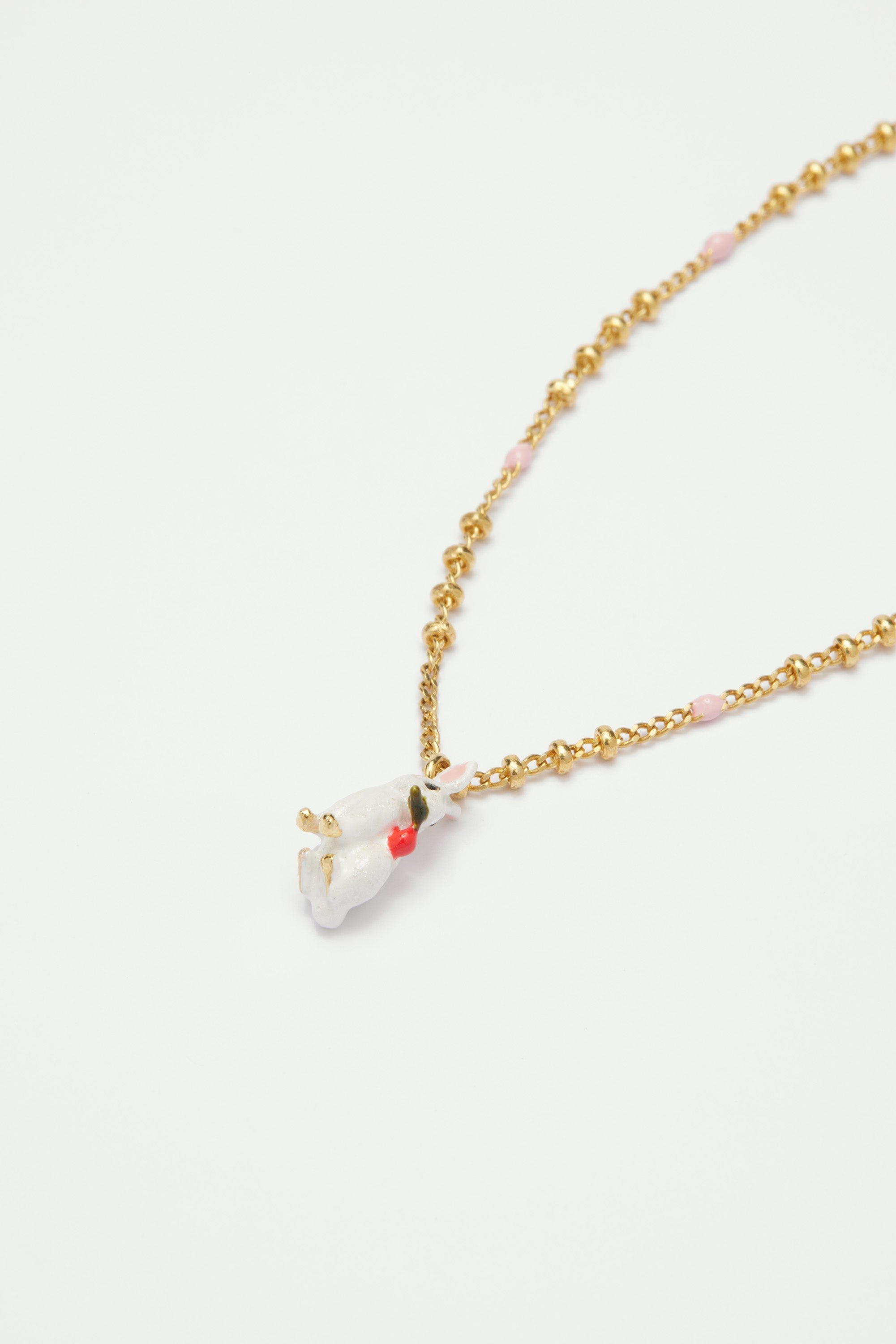 Bracelet pendentif lapin blanc LES NEREIDES Rose