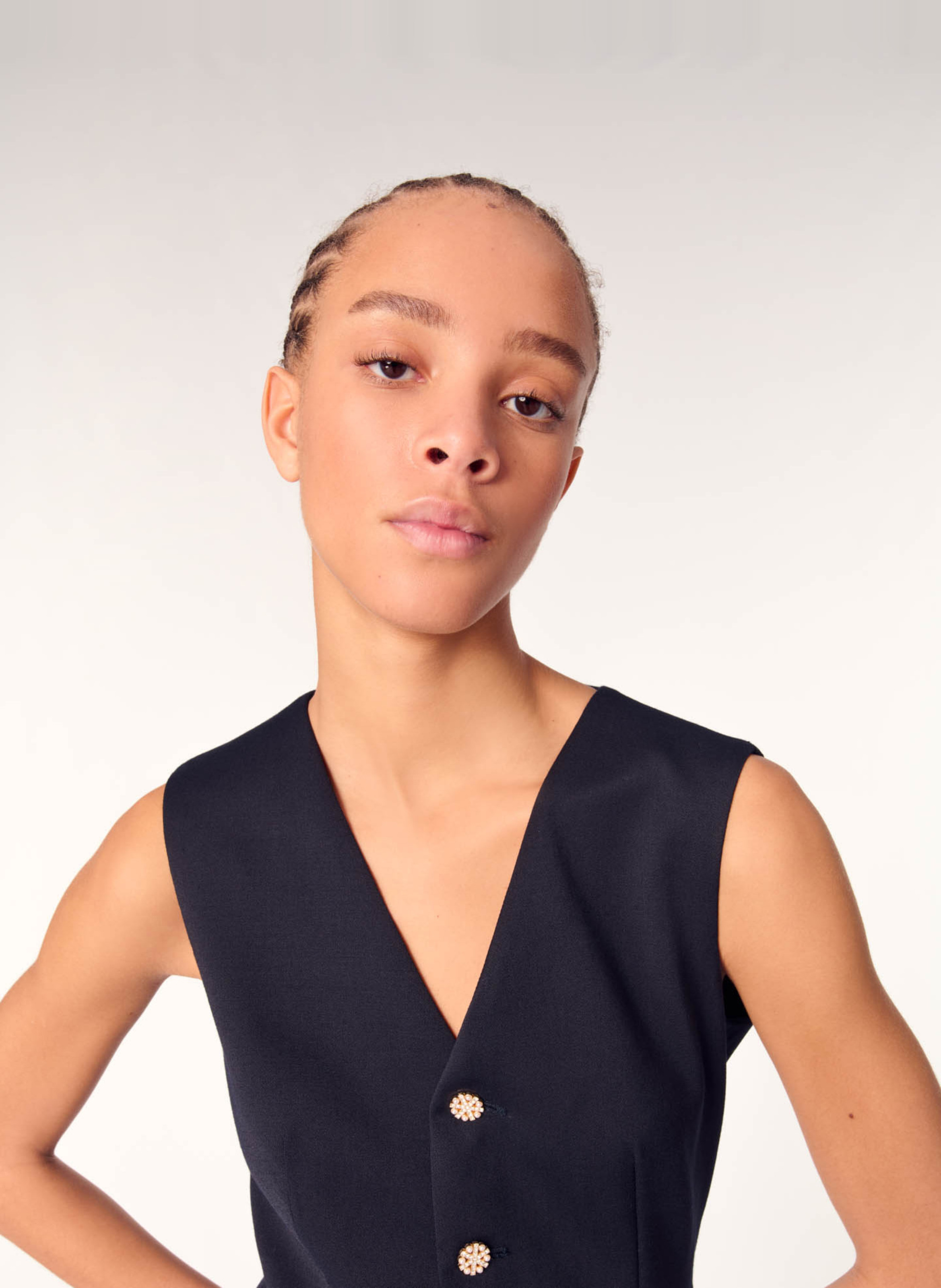 Robe cintrée col V MAJE Bleu