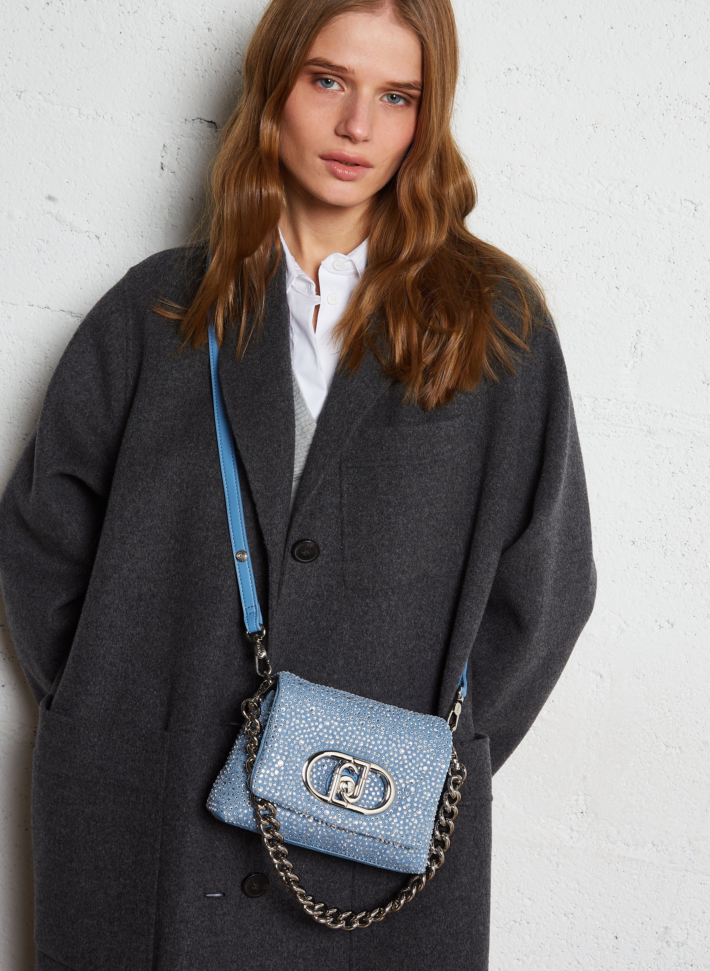 Sac porté épaule à strass LIU JO Bleu