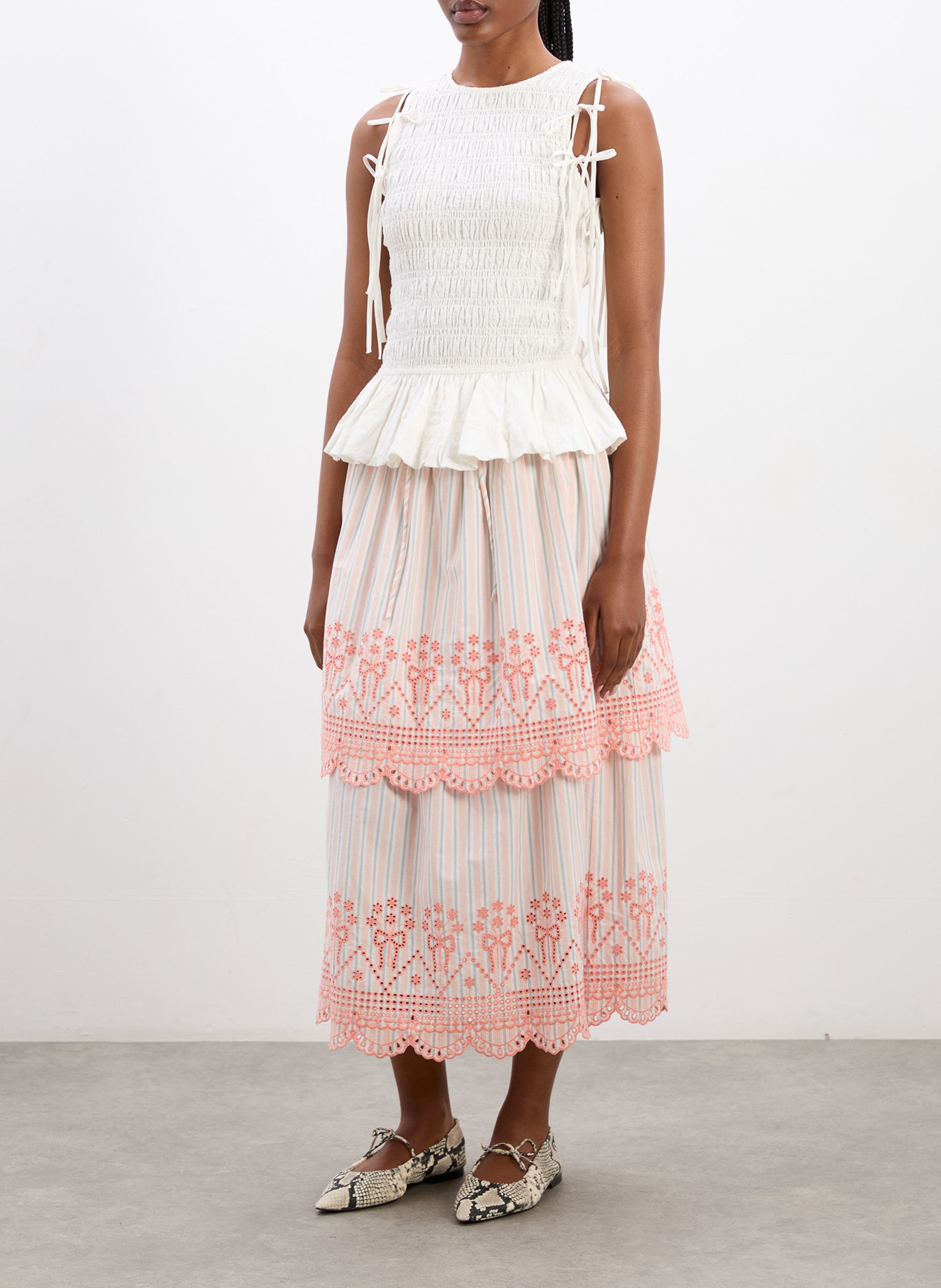 Midi-Rock mit gestreiften Stickereien DAMSON MADDER Orange