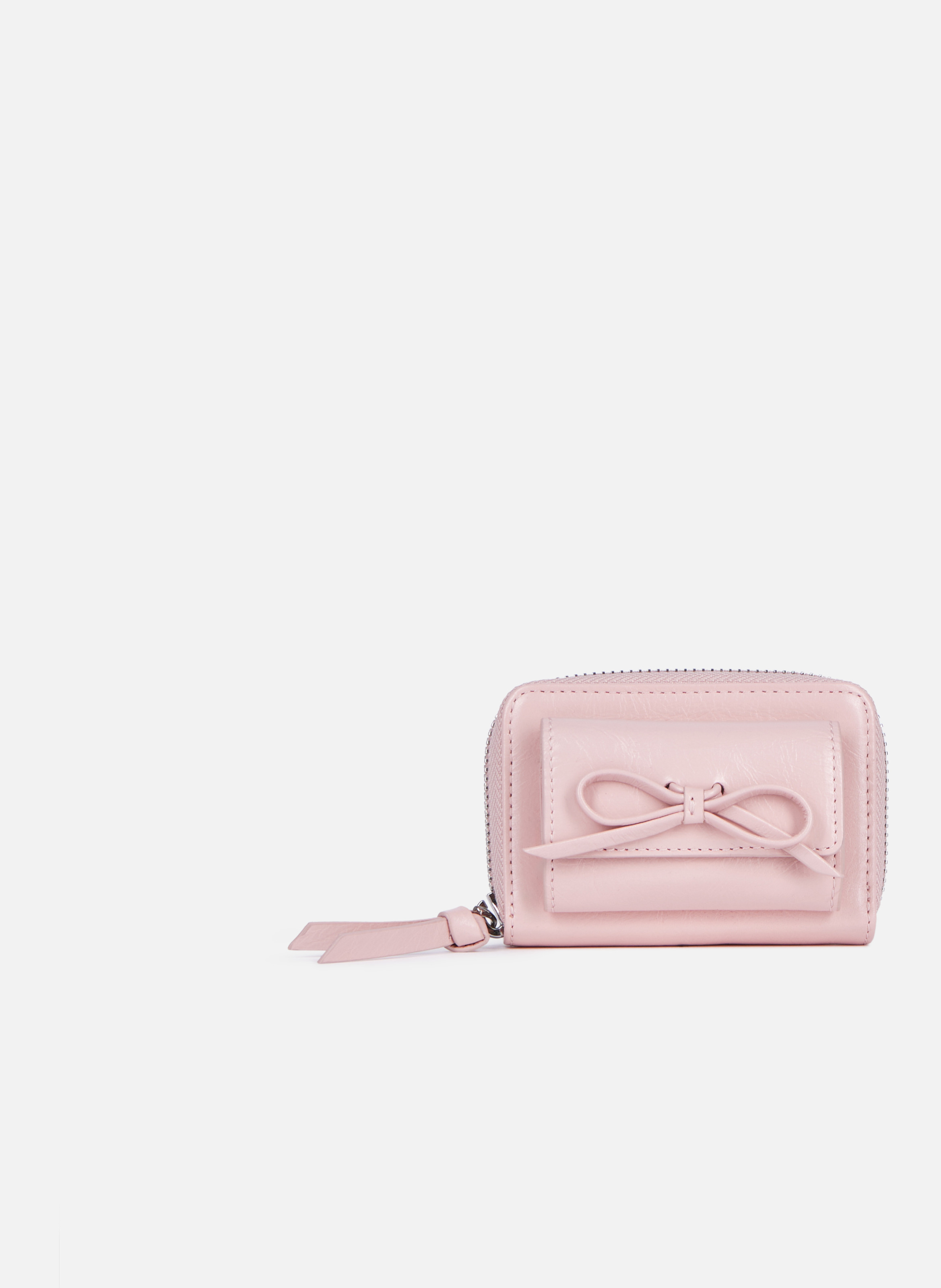 Porte-Monnaie amelia en cuir craquelé Rose The kooples Femme