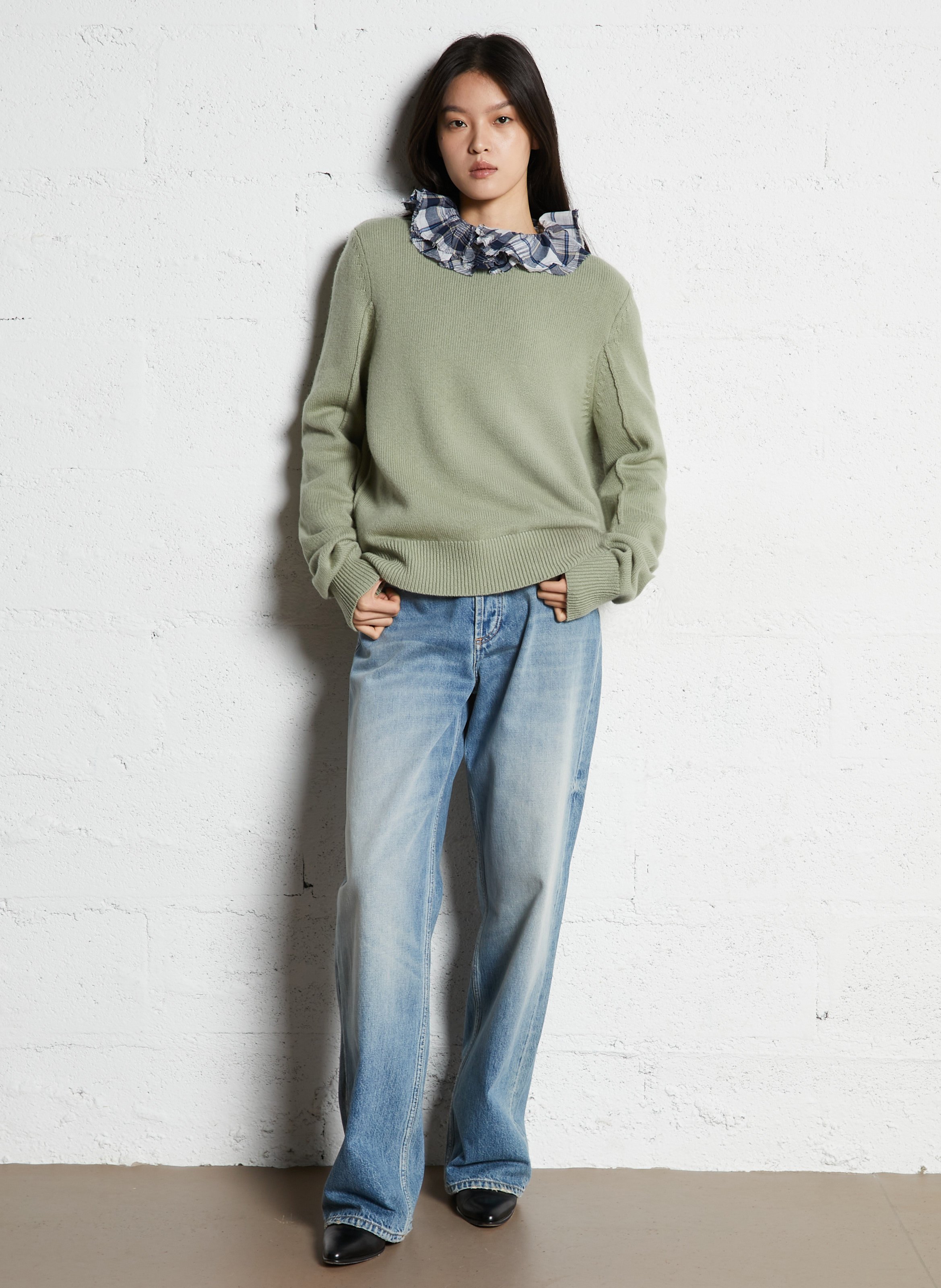 Gerade geschnittener Wollpullover LAURENCE BRAS Grun