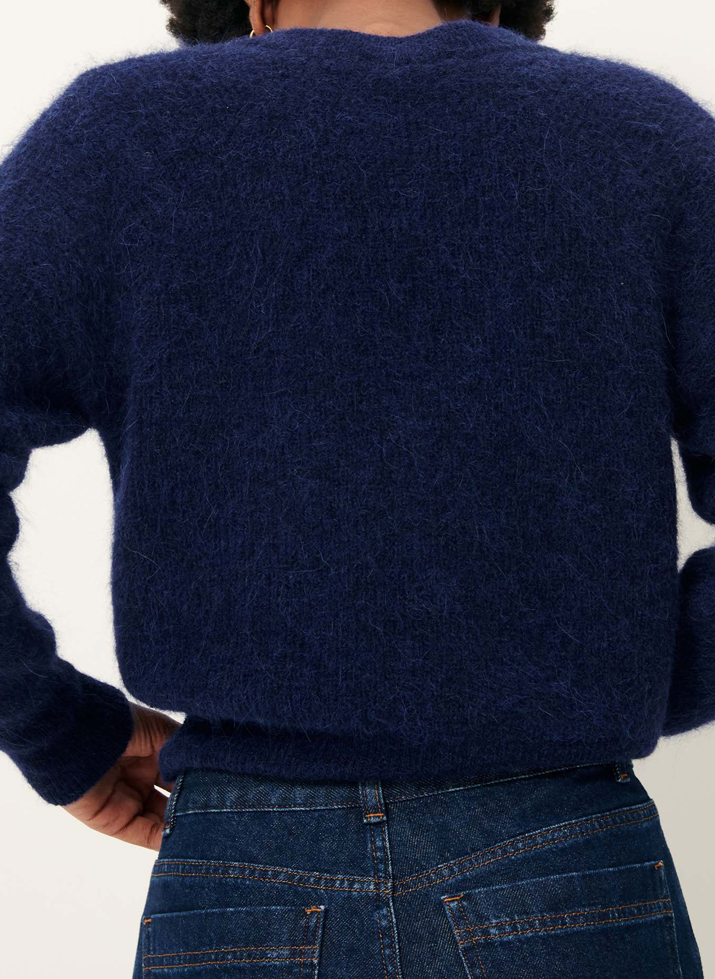 Short sweater with twisted plain collar SESSUN Blue