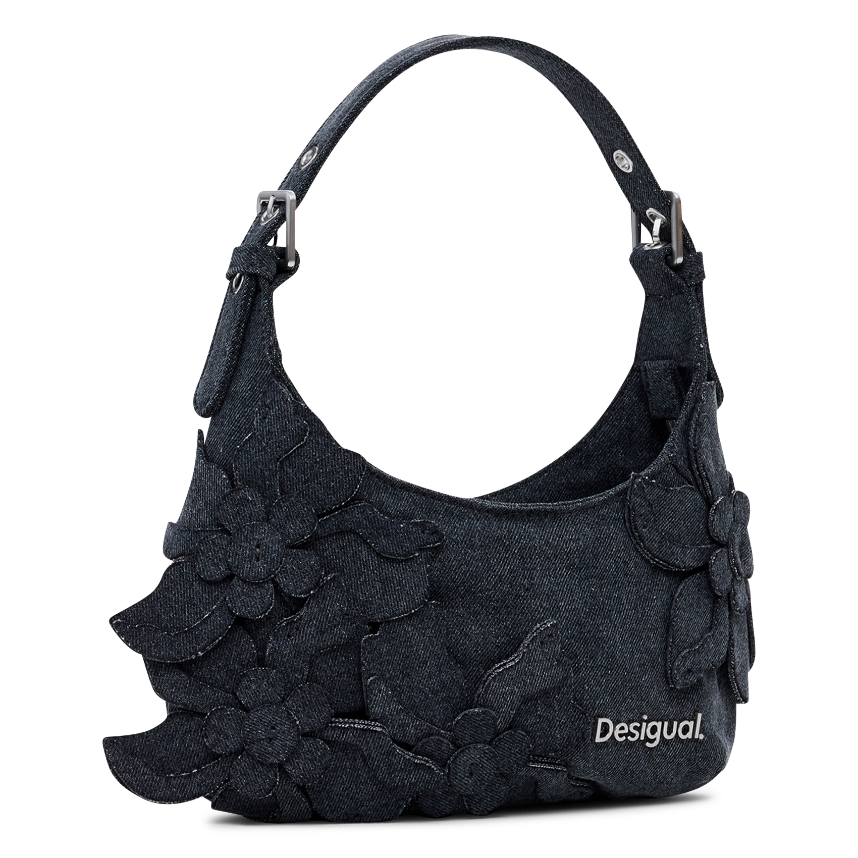 Schultertasche mit Blumenmuster aus Denim DESIGUAL Schwarz