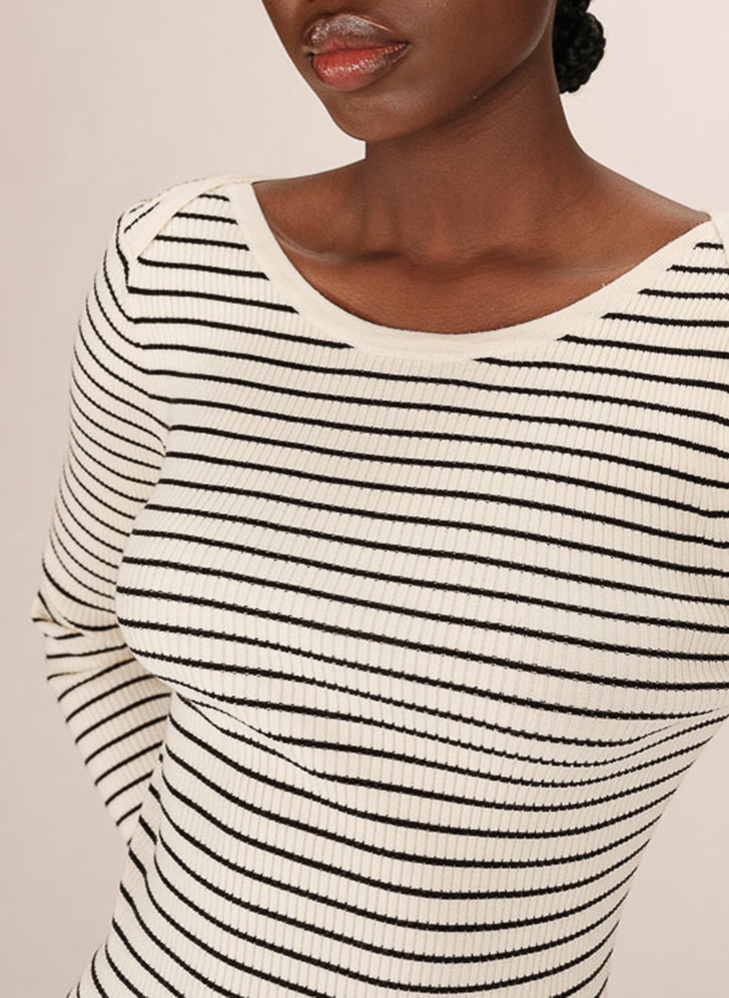 Pull col rond à rayures GRACE ET MILA Blanc