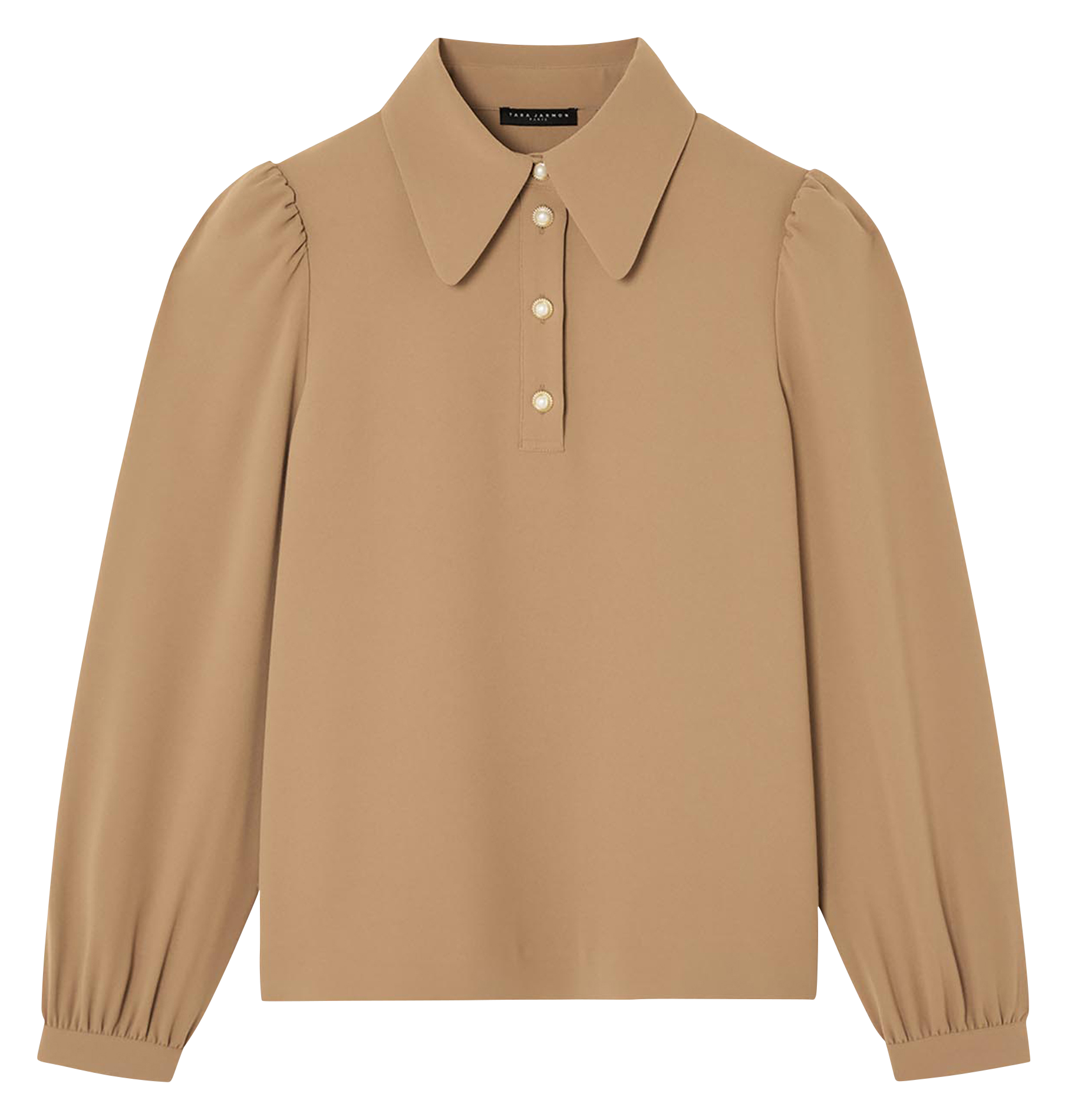 Blouse with leather collar TARA JARMON Brown