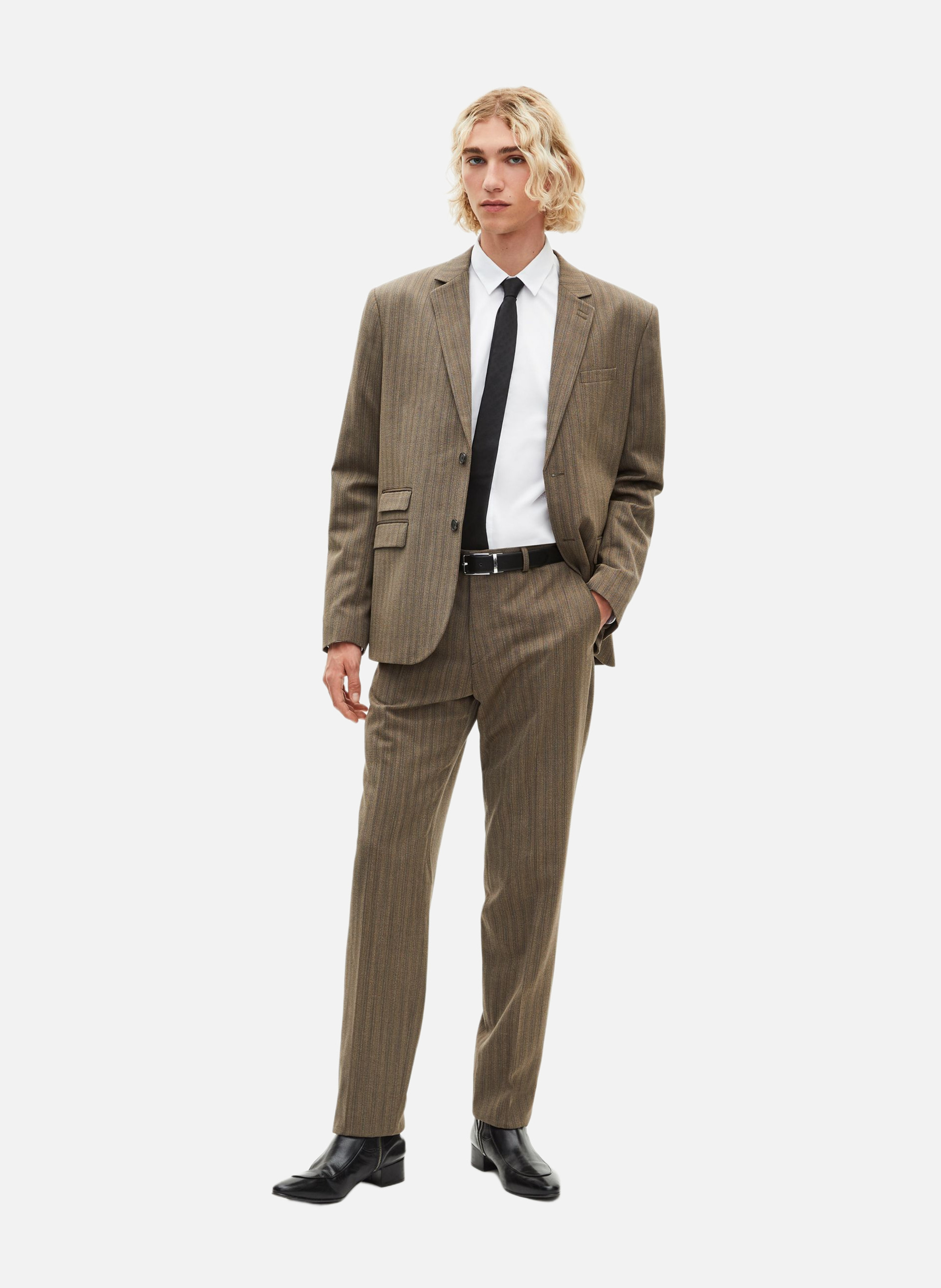 Straight-leg striped suit pants THE KOOPLES Brown