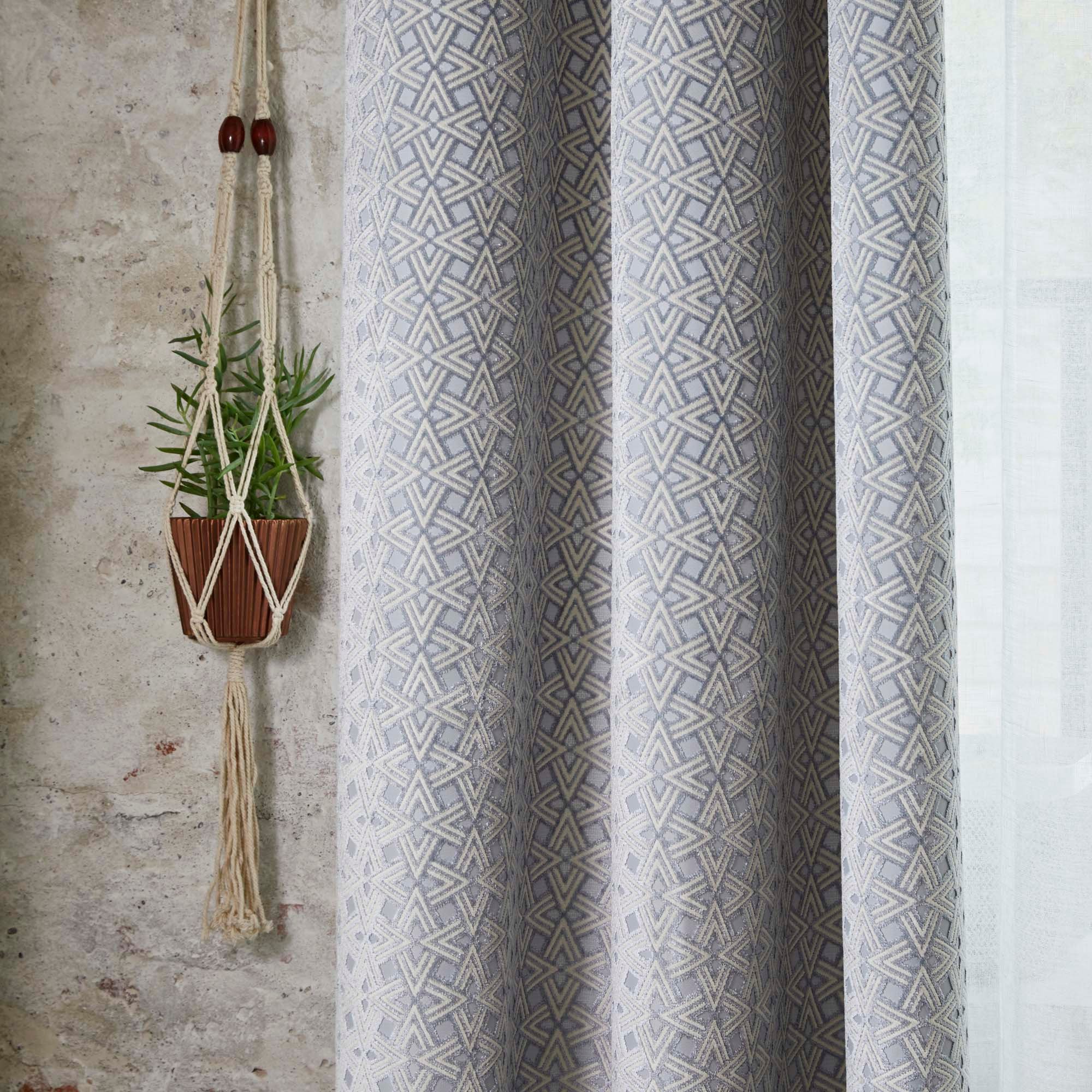 Pleated ribbon curtain MADURA Grey