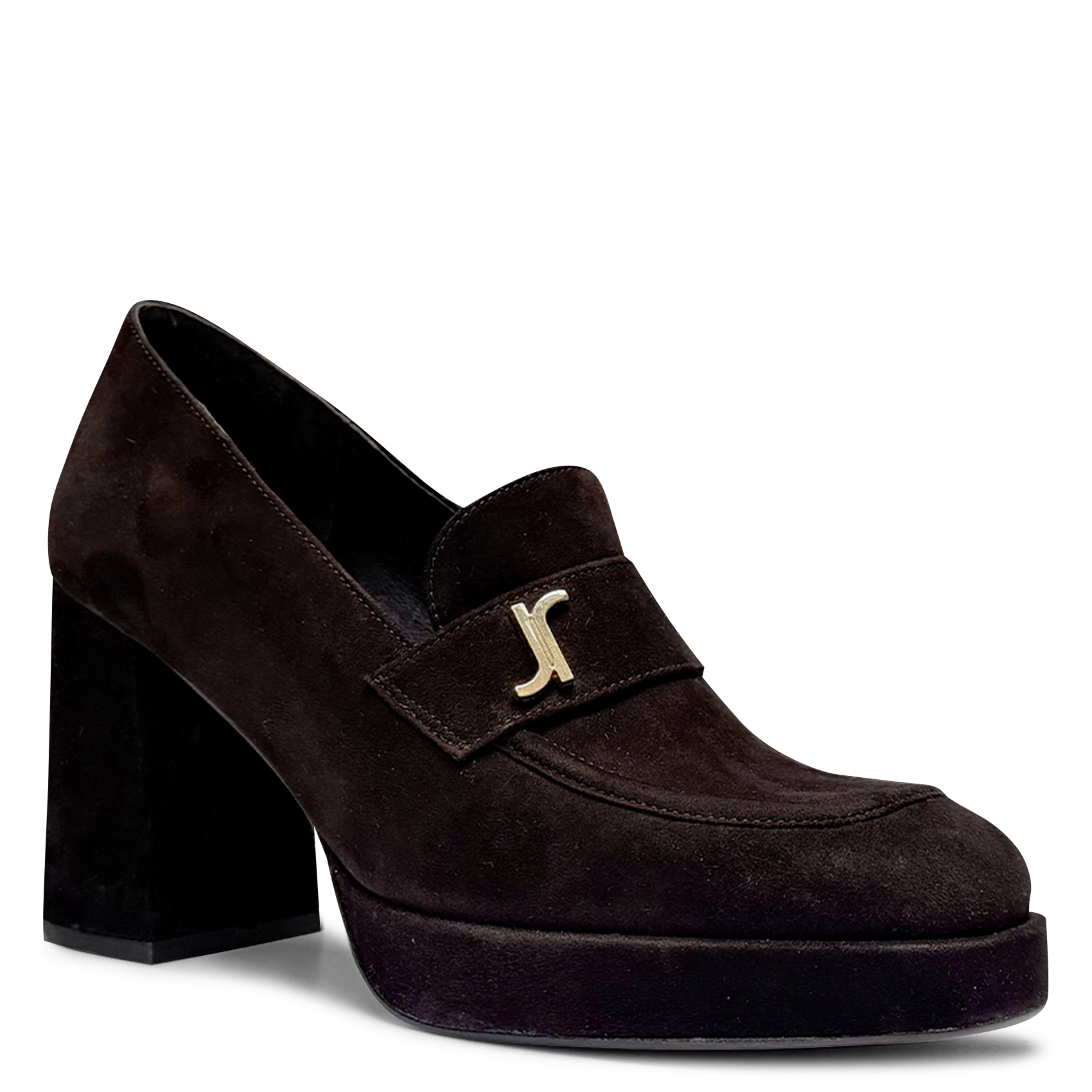 Mocassins à talons en cuir velours JONAK Marron