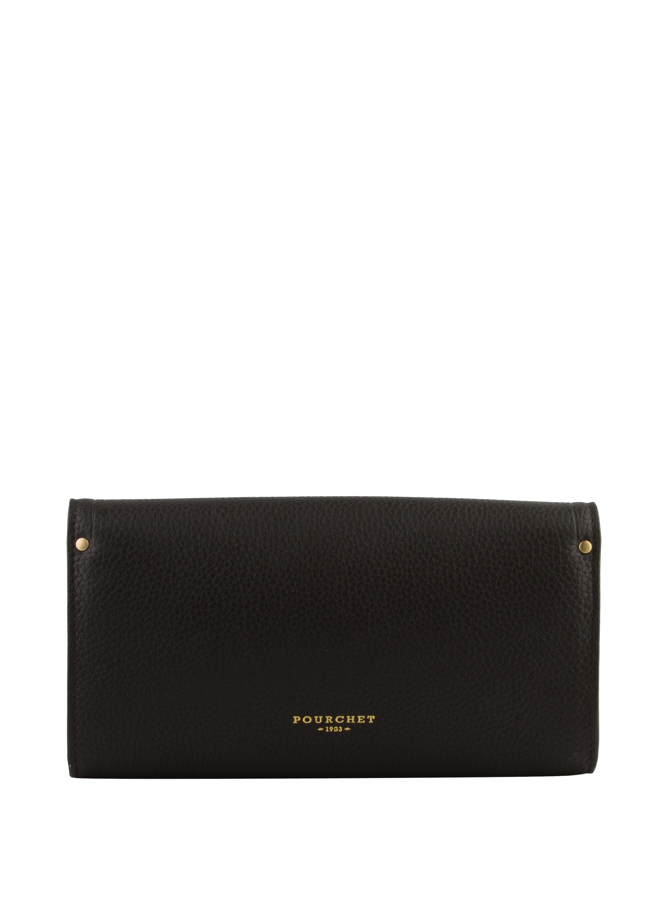 Clutch - cowhide leather POURCHET Brown