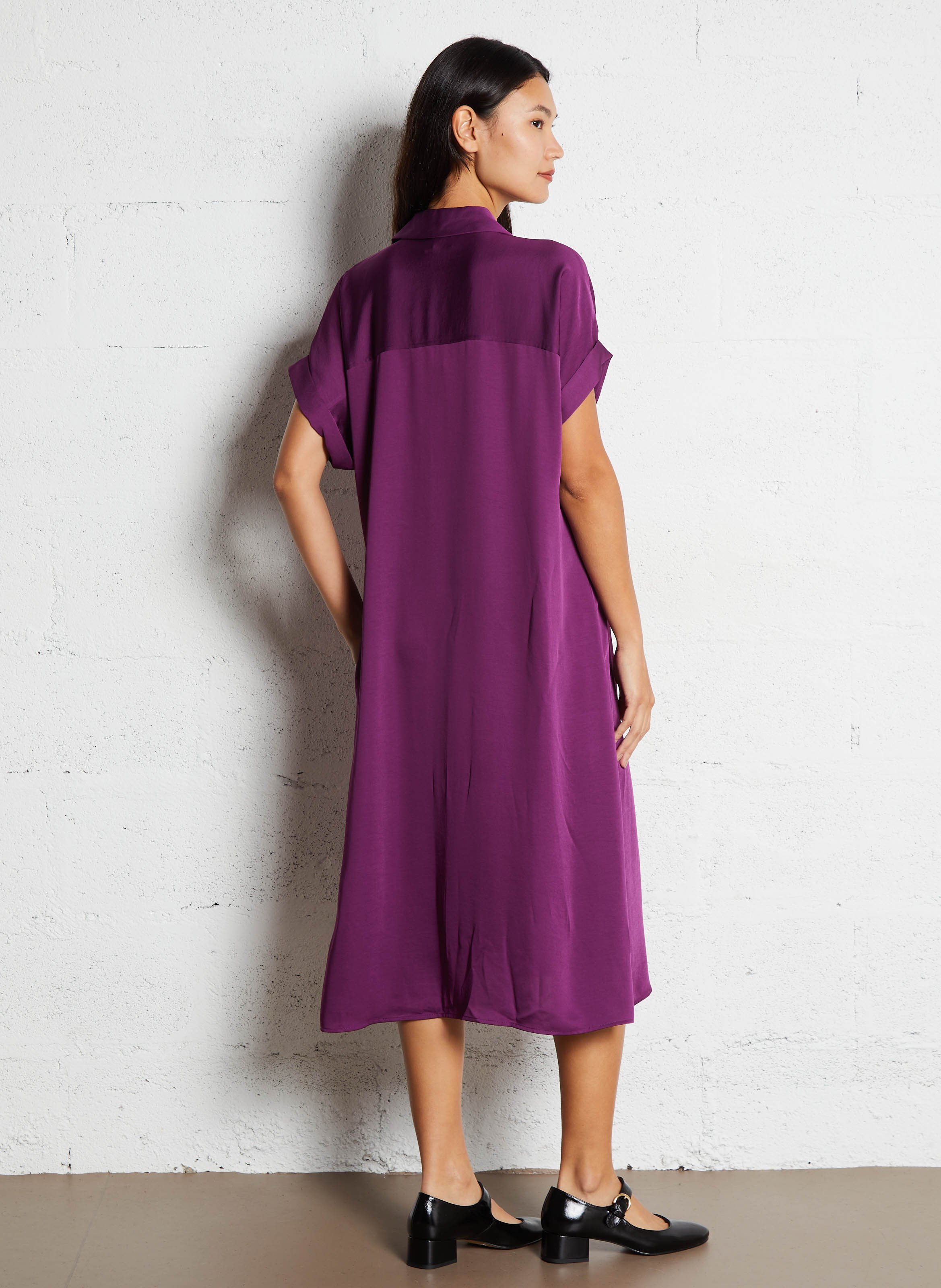 Midi dress with shirt collar MAISON 123 Purple