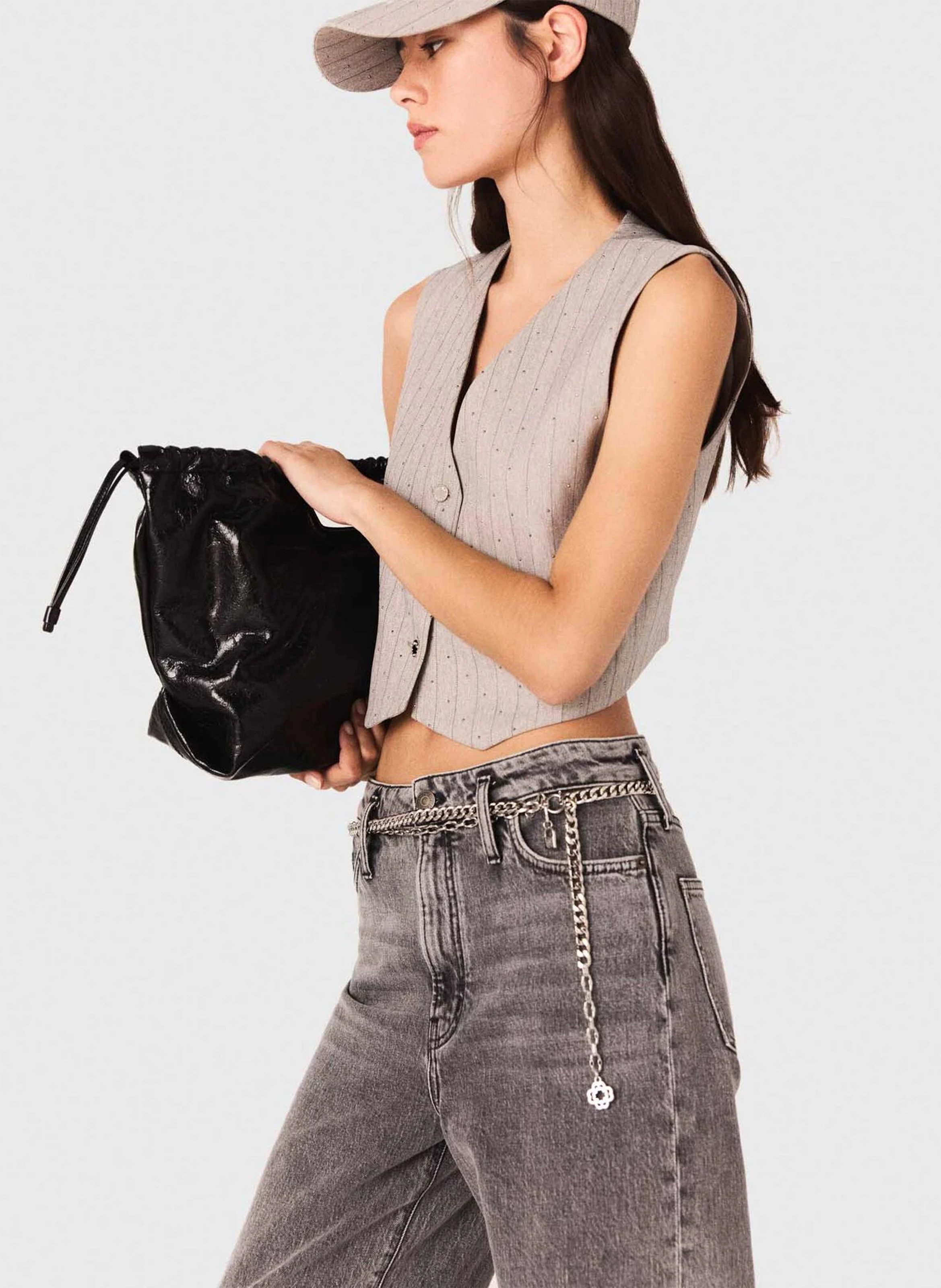 Aansluitend gestreept vest MAJE Grijs