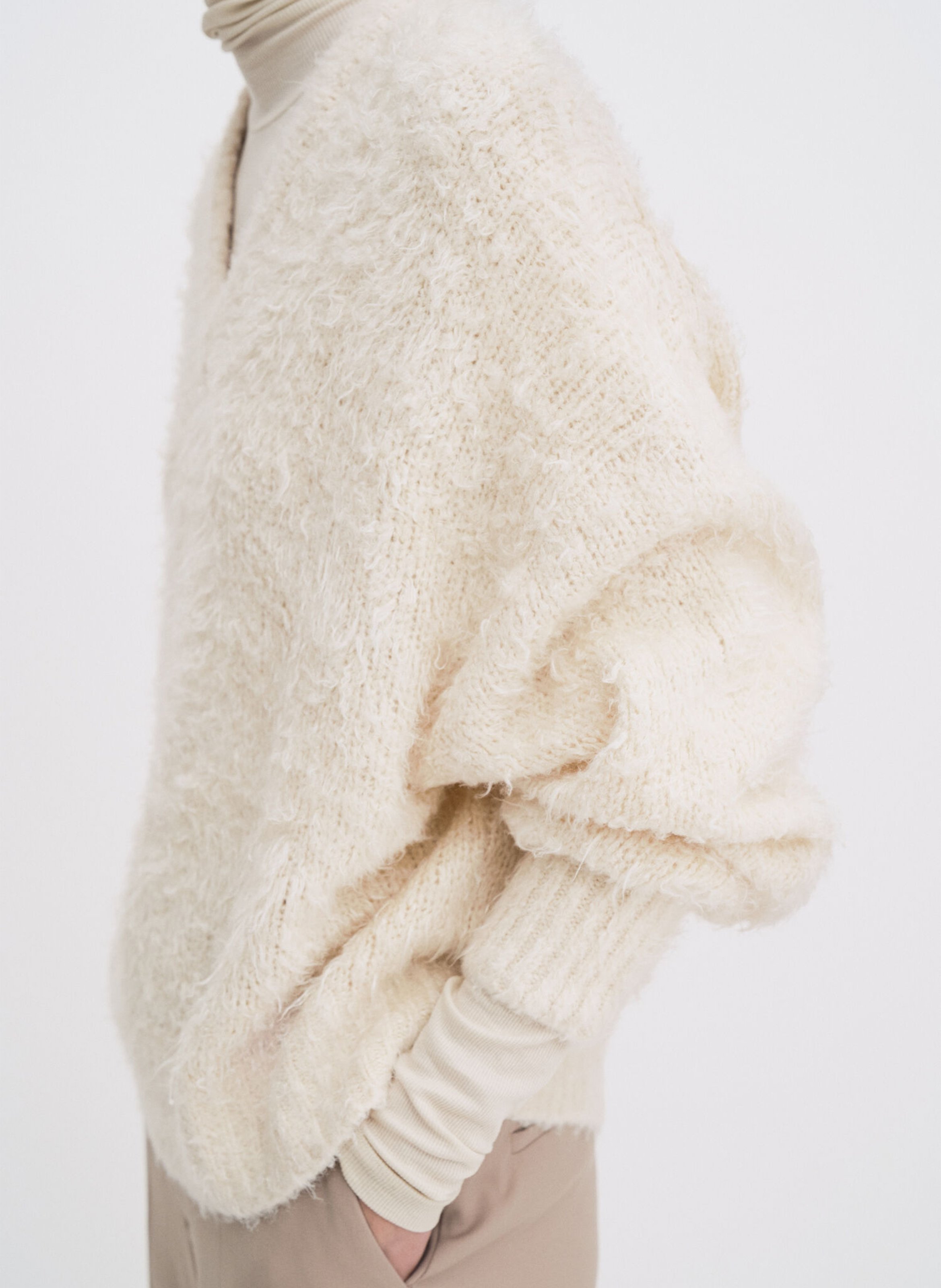 Oversized zijden V-hals trui FILIPPA K Wit