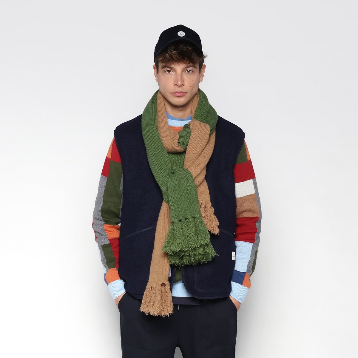 Solid fringe scarf SERGE BLANCO Brown