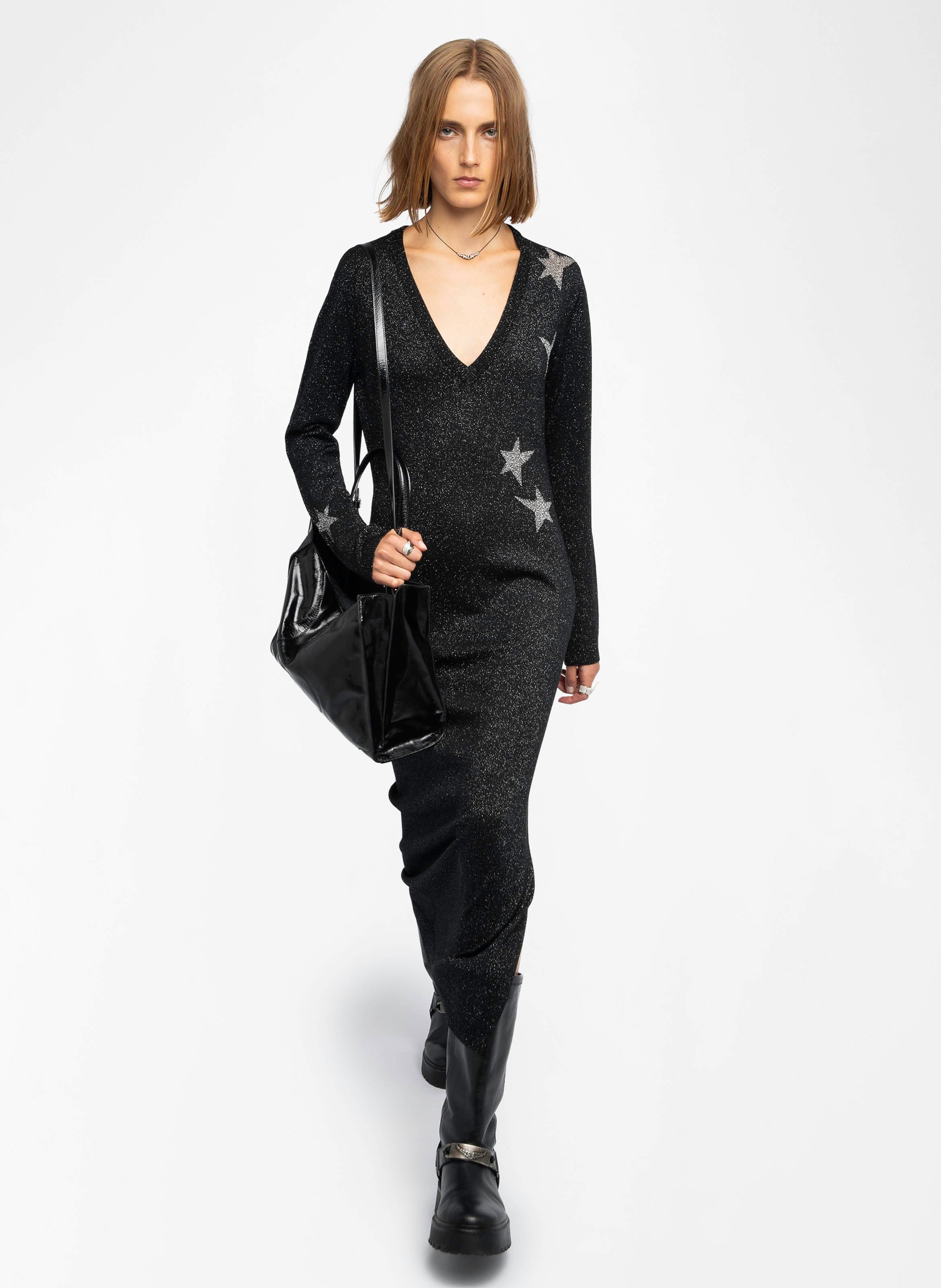 Robe longue col V en laine mélangée ZADIG&VOLTAIRE Noir