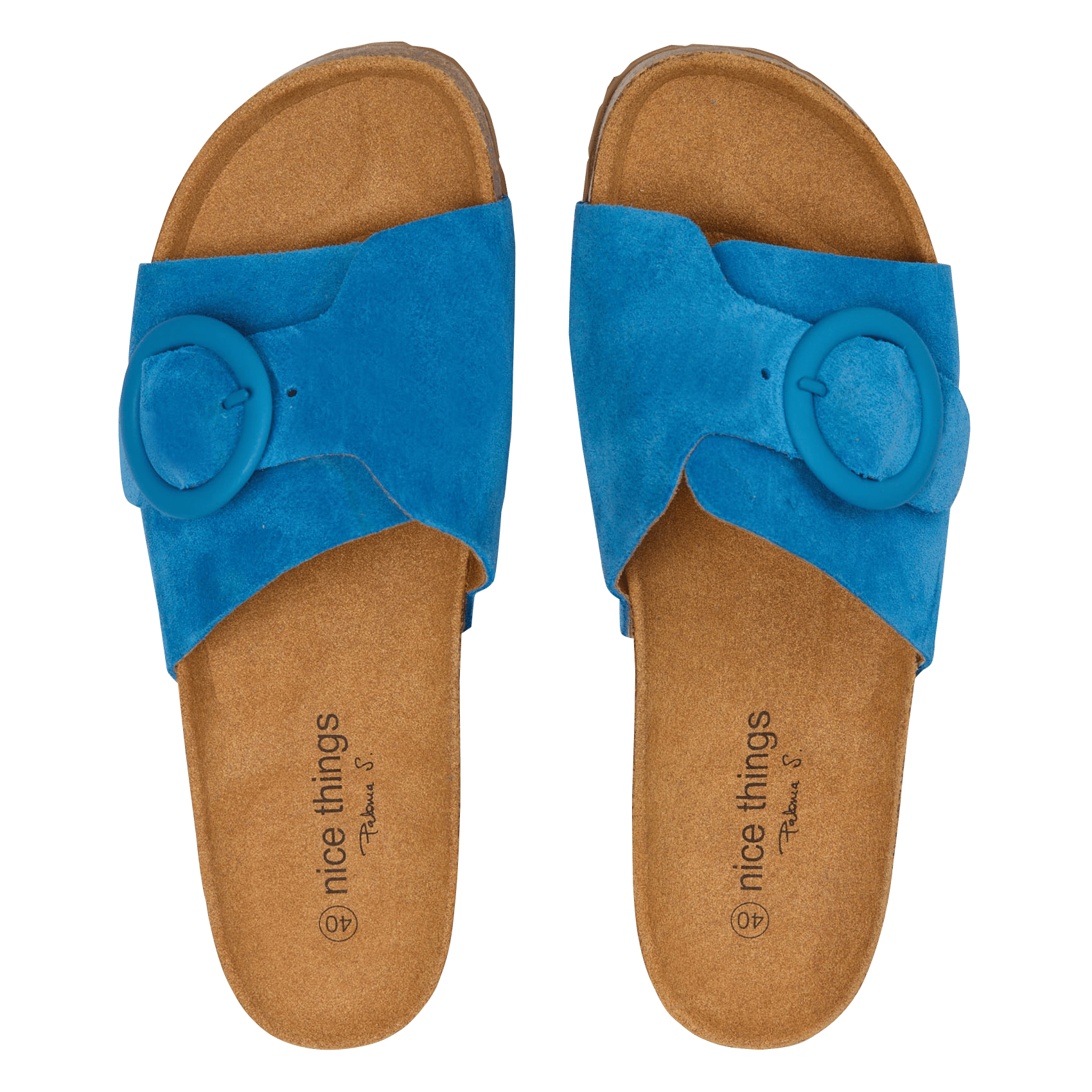Platte, leren sandalen met gesp NICE THINGS Blauw