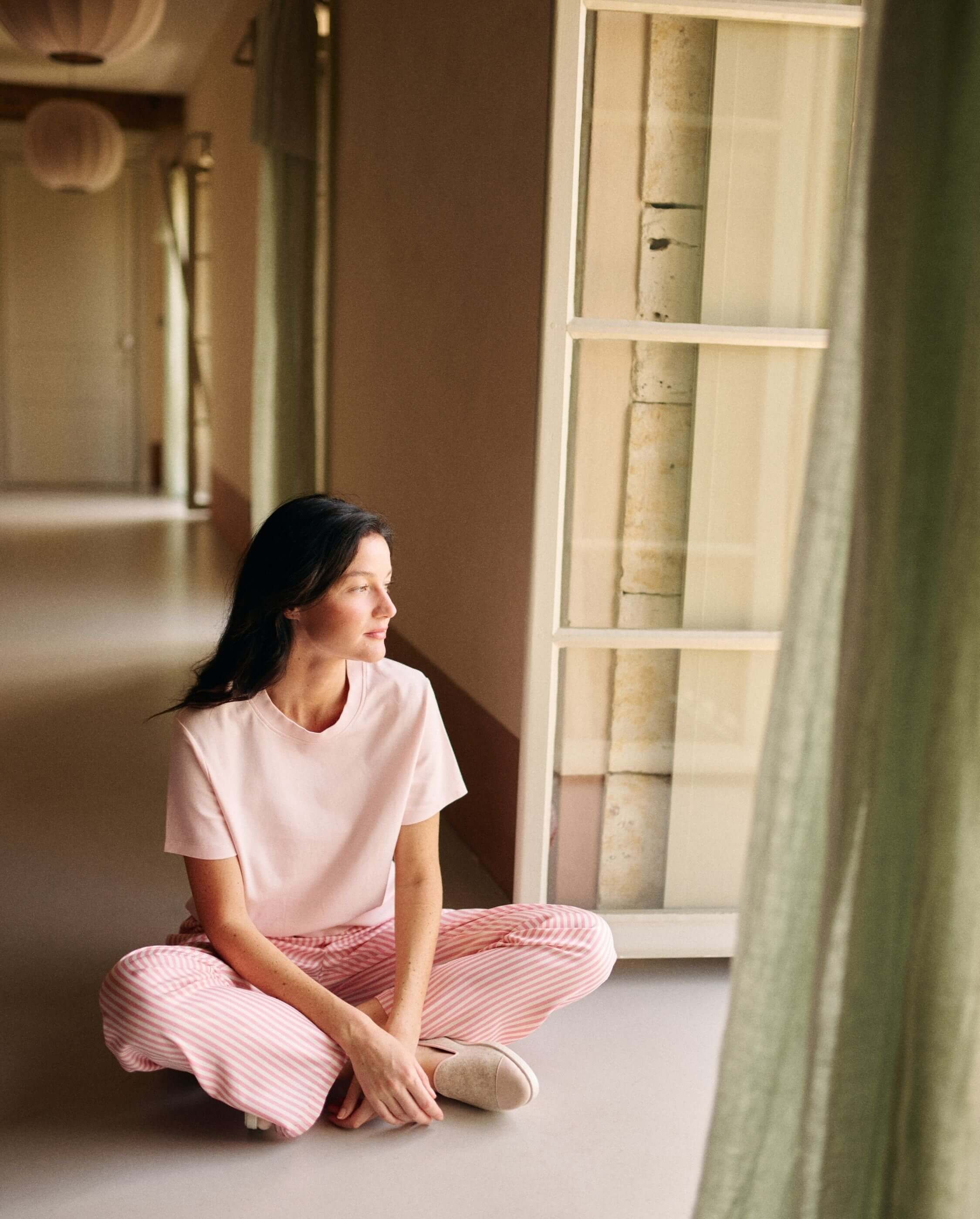 Women's Tencel Pants, Dahlia Stripes ANGARDE Pink