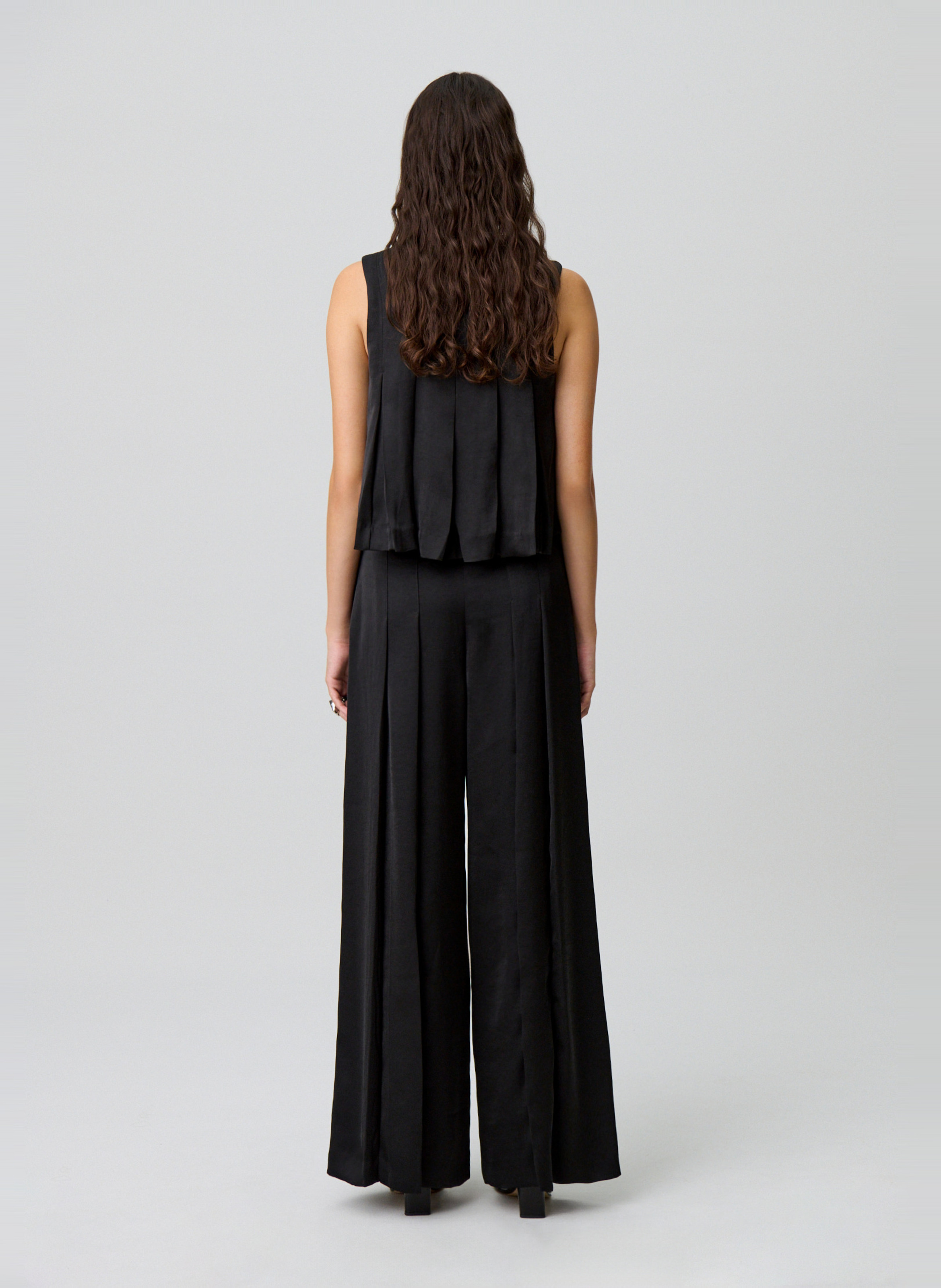 Satin-finish top with mandarin collar CLAUDIE PIERLOT Black