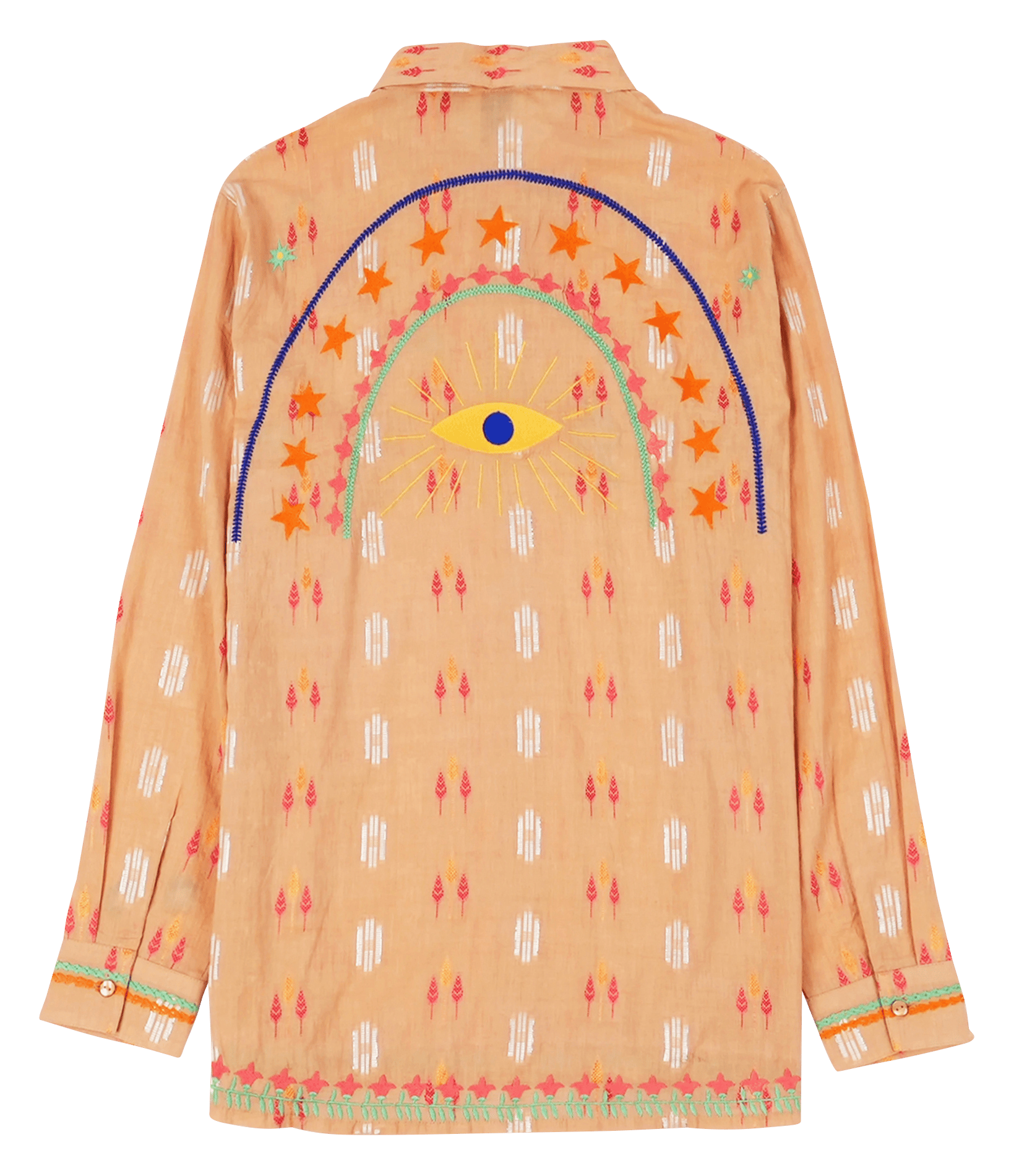 Straight classic collar shirt in printed blended cotton WILD Brown