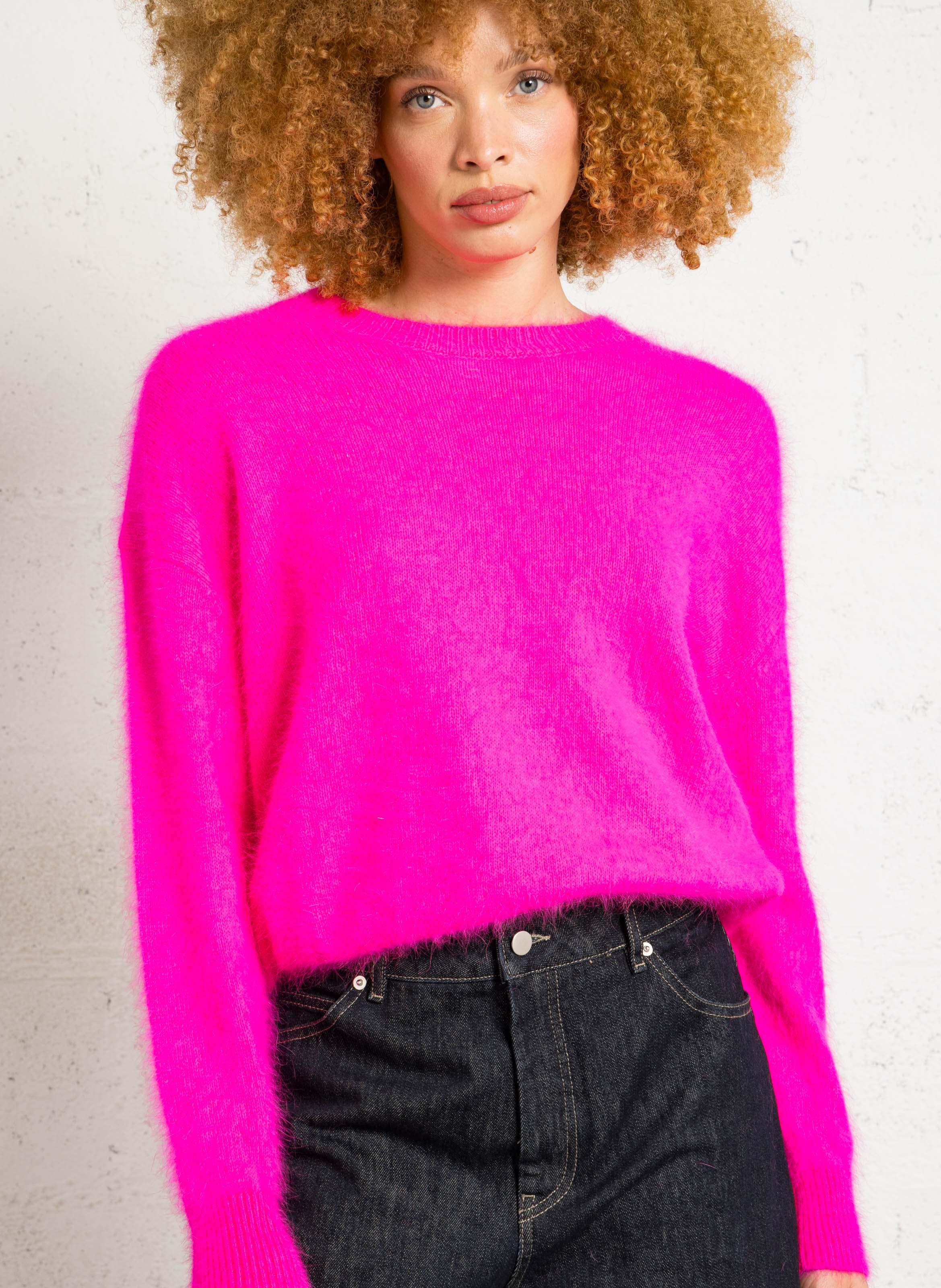 Oversized Pullover aus gemischtem Angora BELLEROSE Rosa