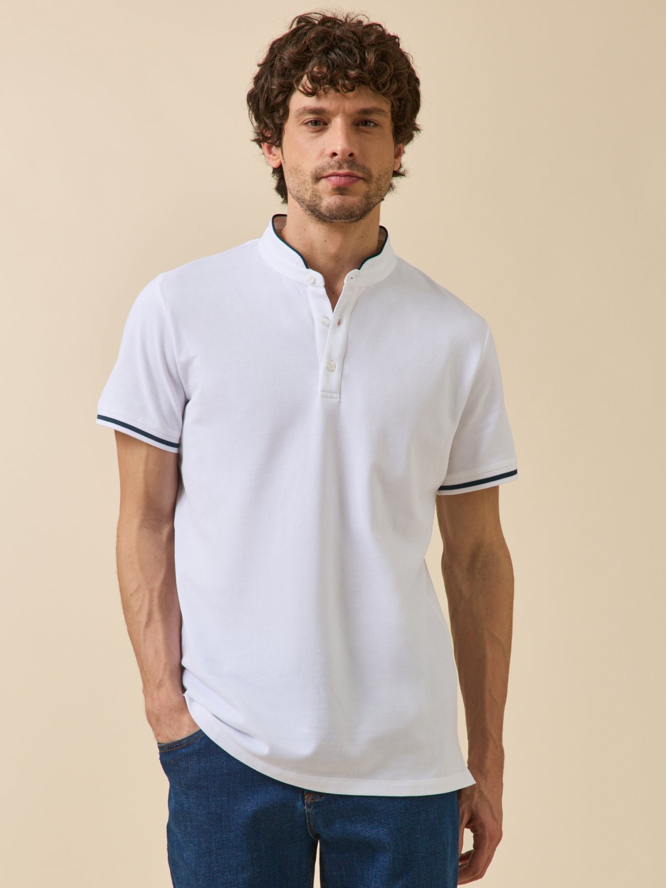 Organic cotton officer collar polo CYRILLUS White