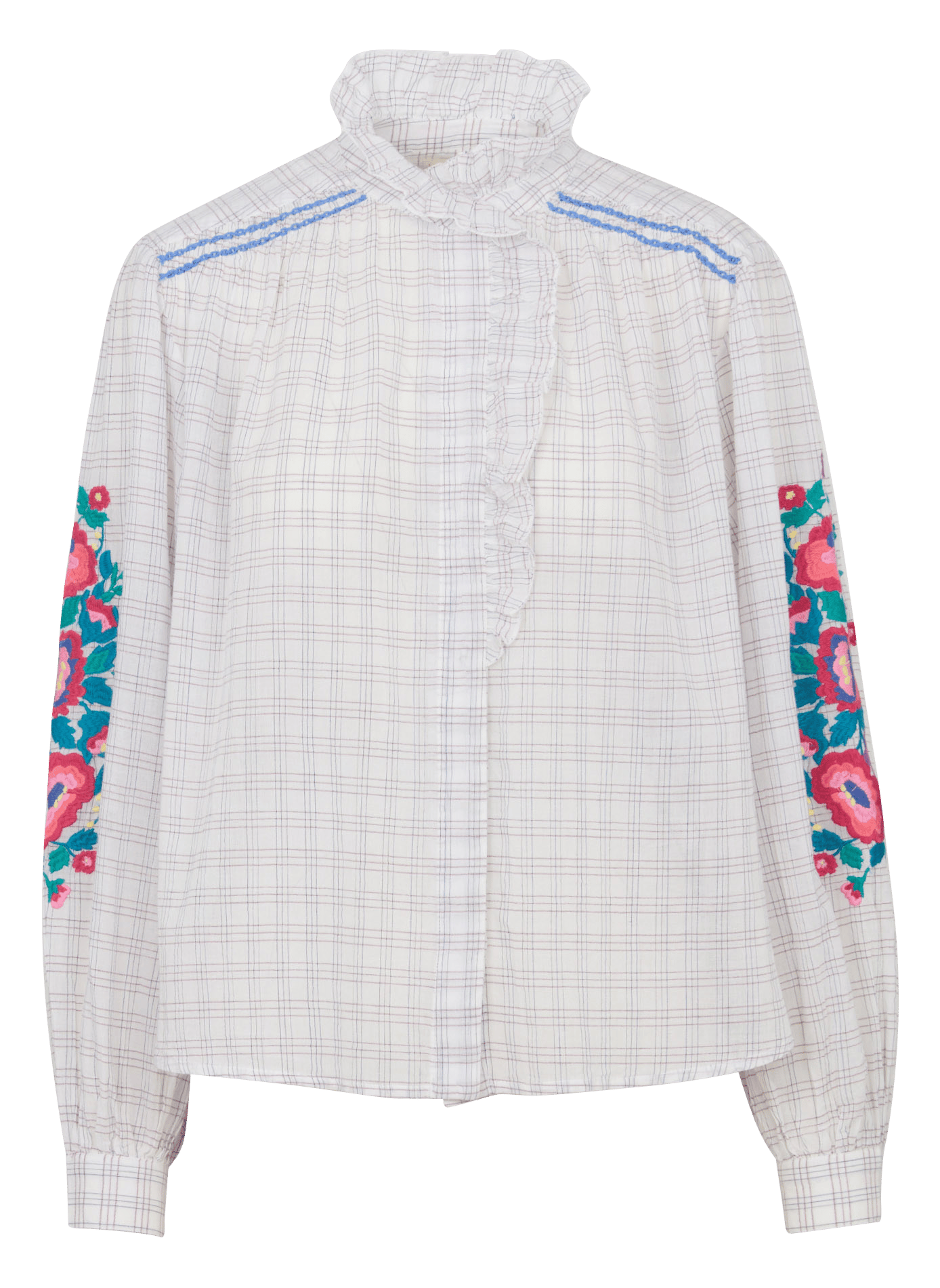 Geborduurde geruite blouse LOUISE MISHA Blauw