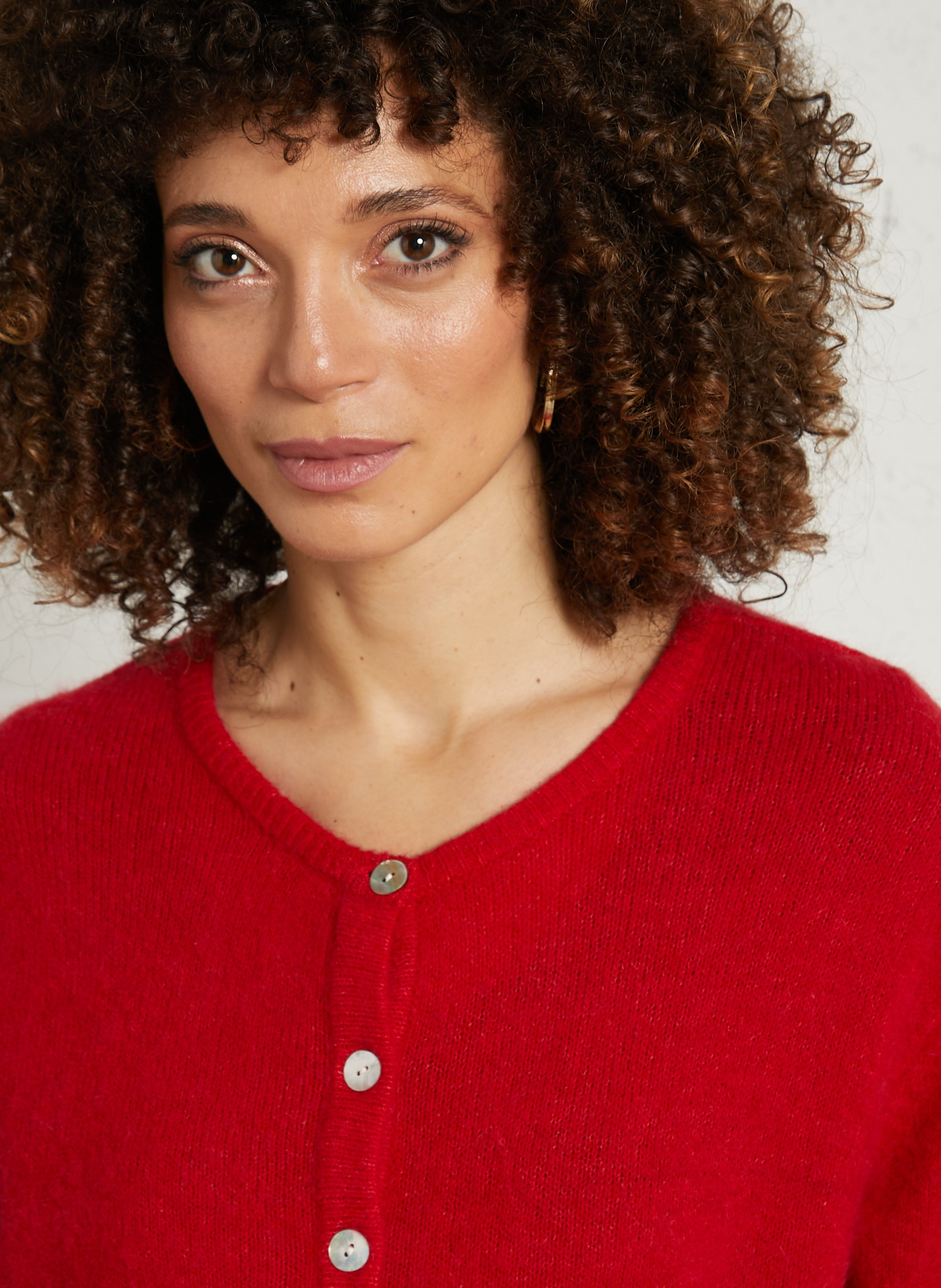 Gilet ample col rond en laine mélangée AMERICAN VINTAGE Rouge