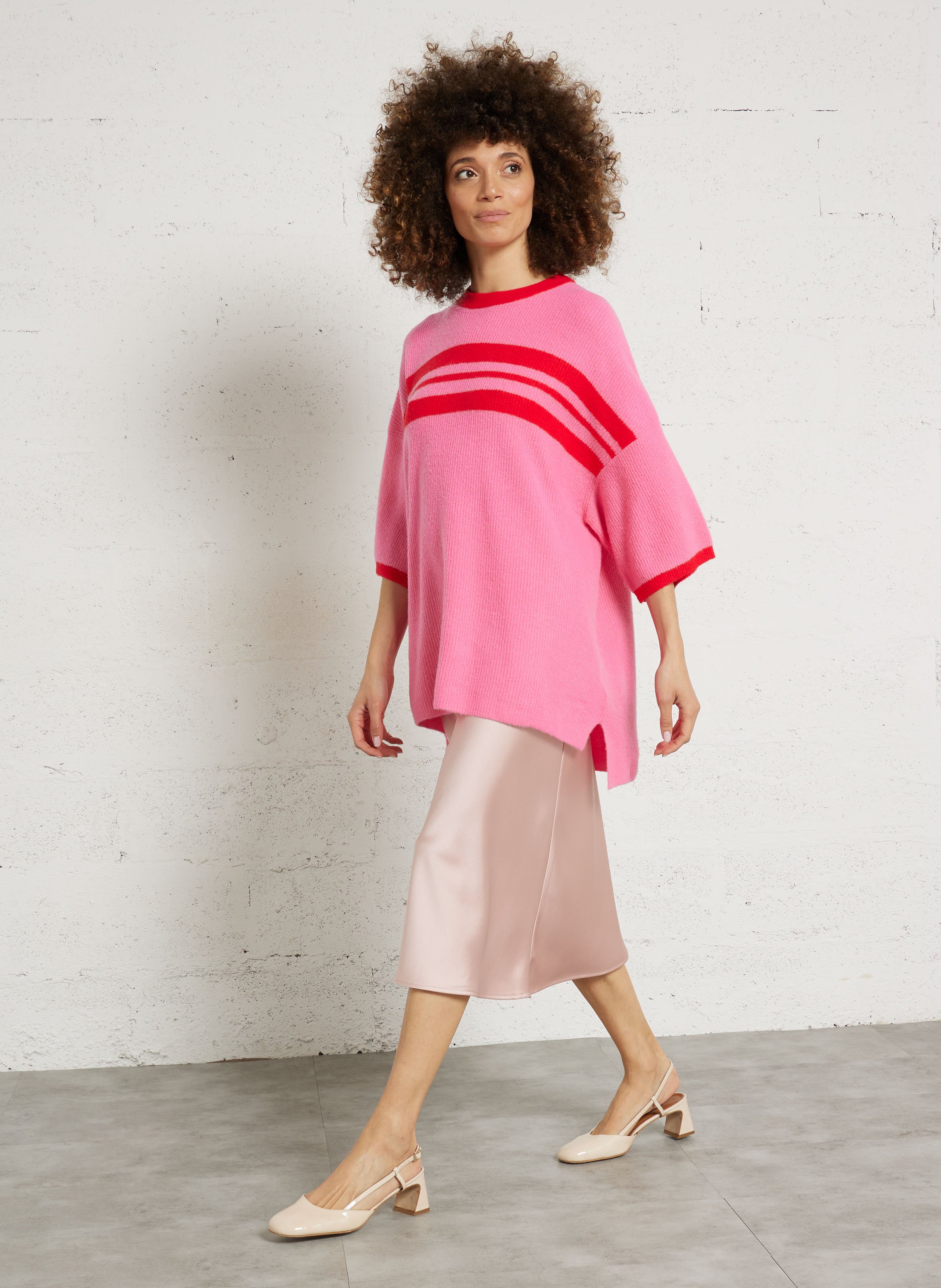 Weit geschnittener Rundhalspullover mit Streifen AMERICAN VINTAGE