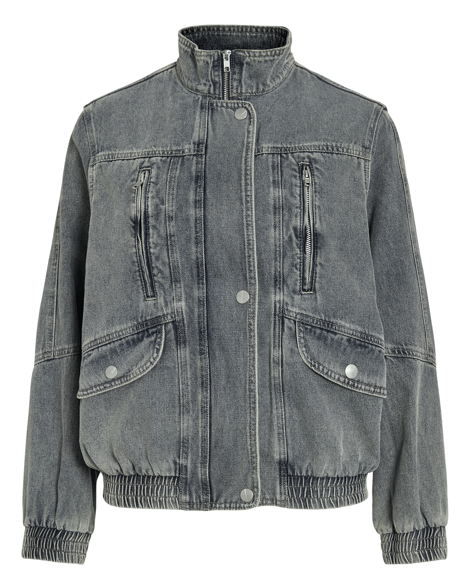 Oversized high-neck jacket in cotton and recycled cotton ROUGE EDIT Blue