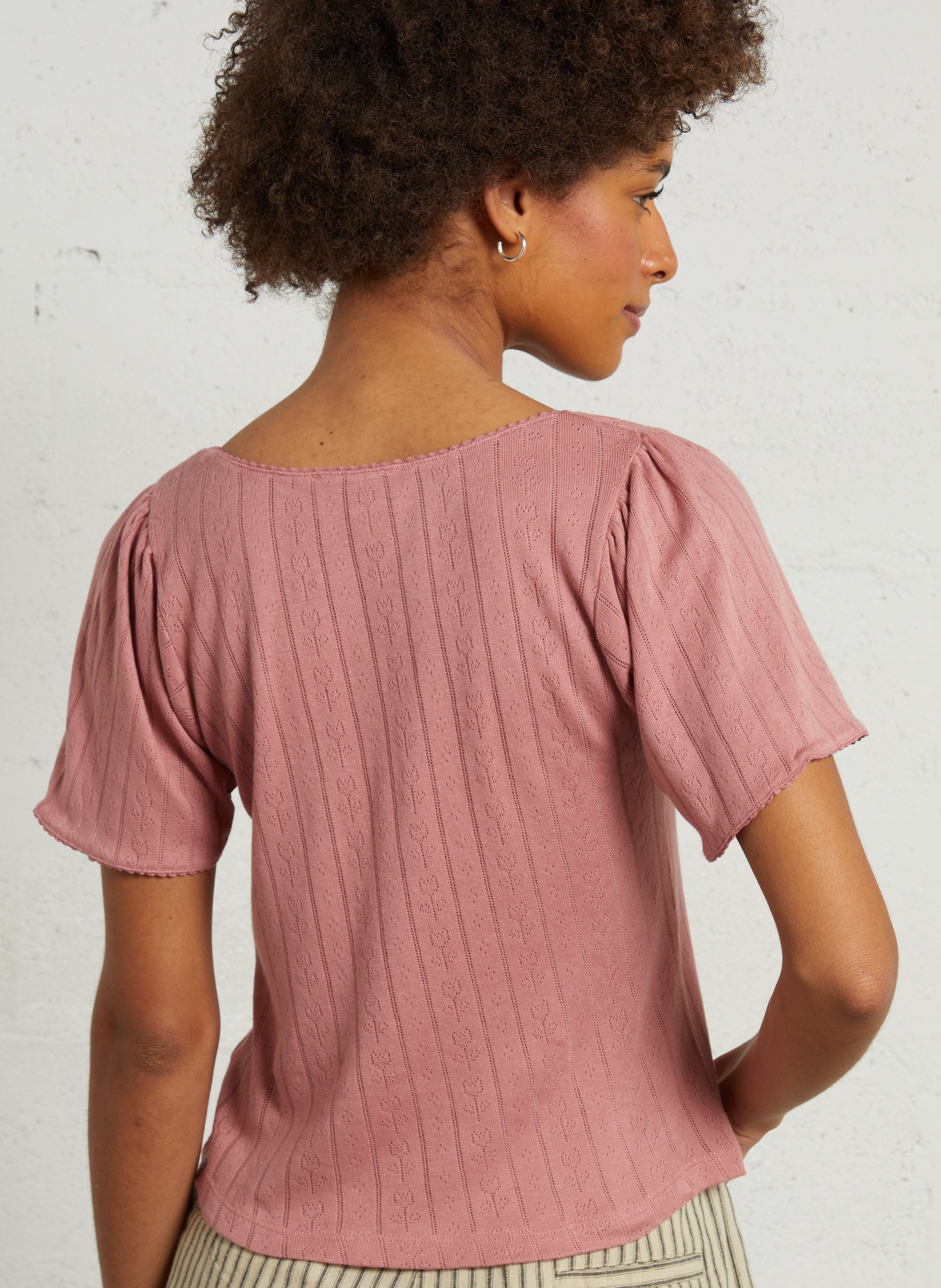 Basic cotton-mix T-shirt EMILE ET IDA Pink