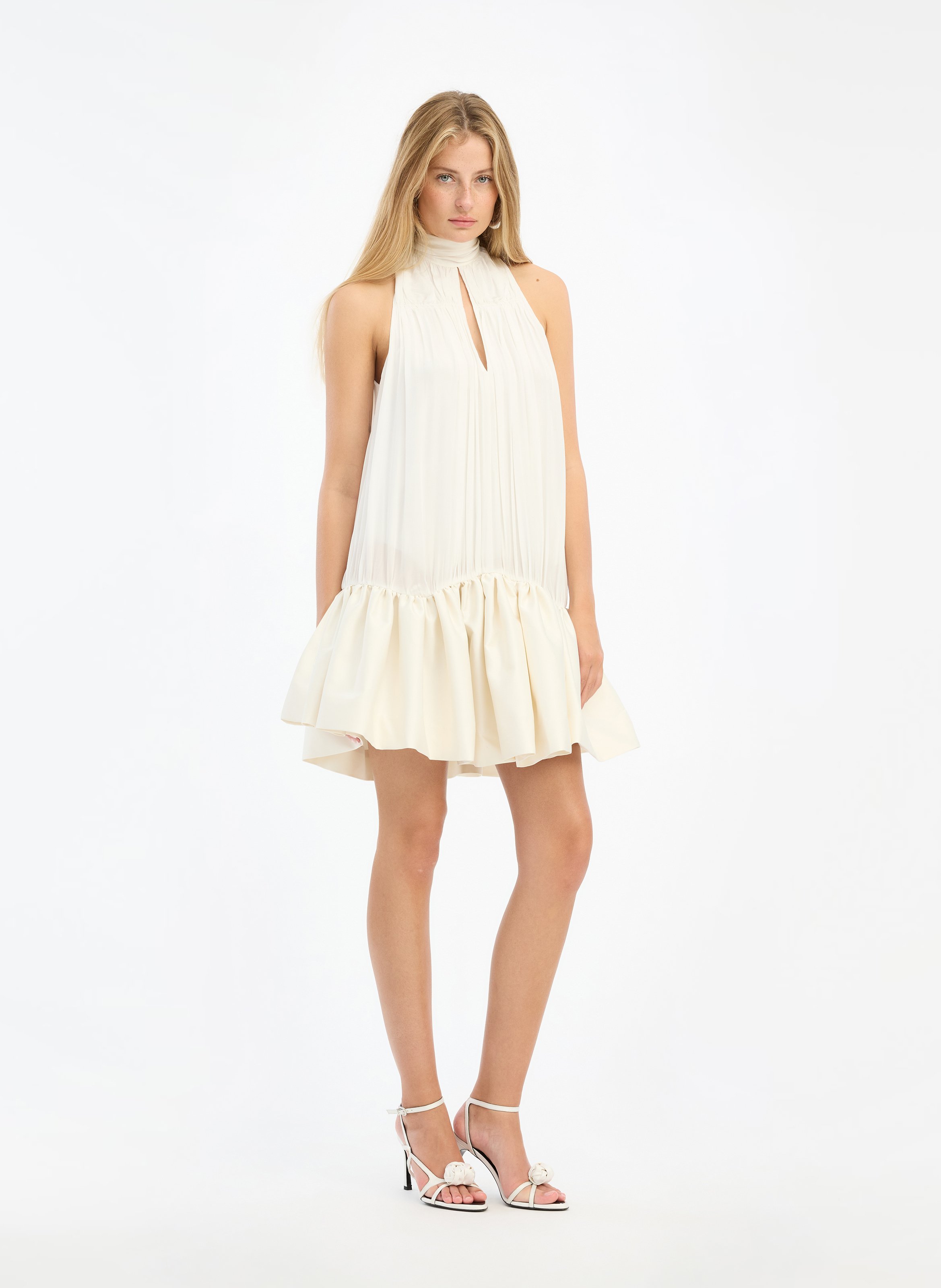 Weit geschnittenes Kurzkleid ROTATE Weiss