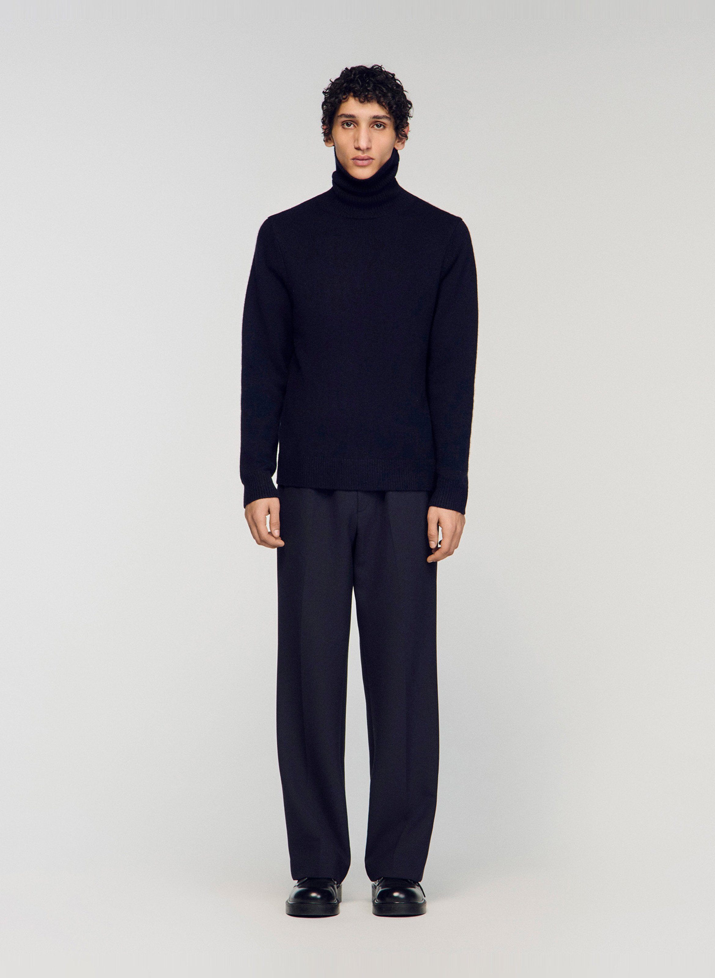 Rechte coltrui | wolblend SANDRO Zwart