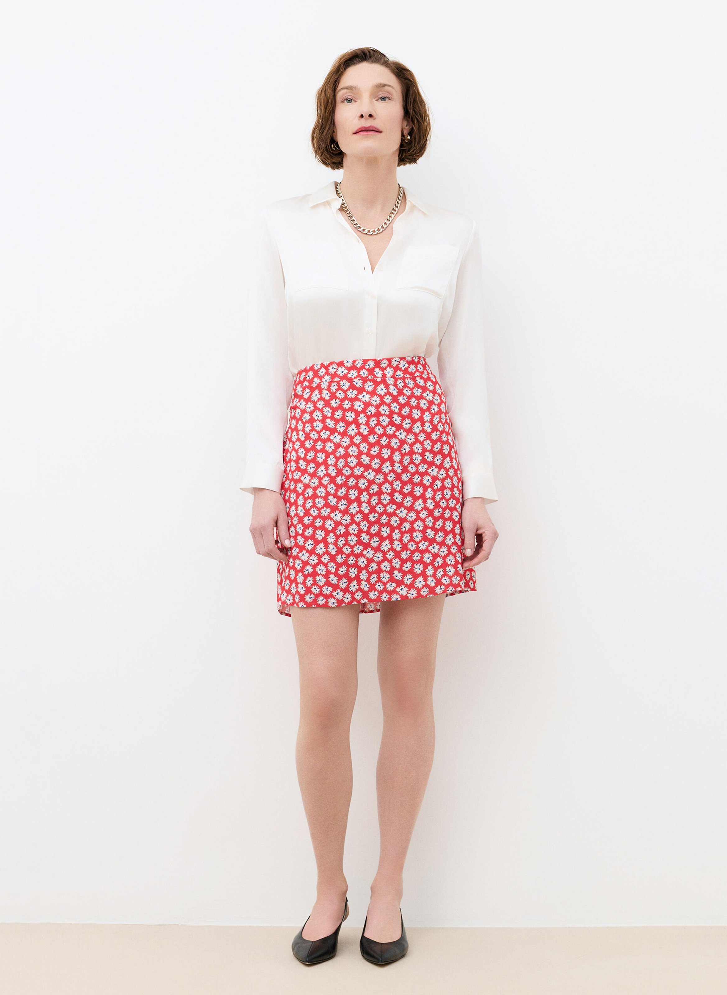 Gerade geschnittener Kurzrock mit Print CAROLL Rot