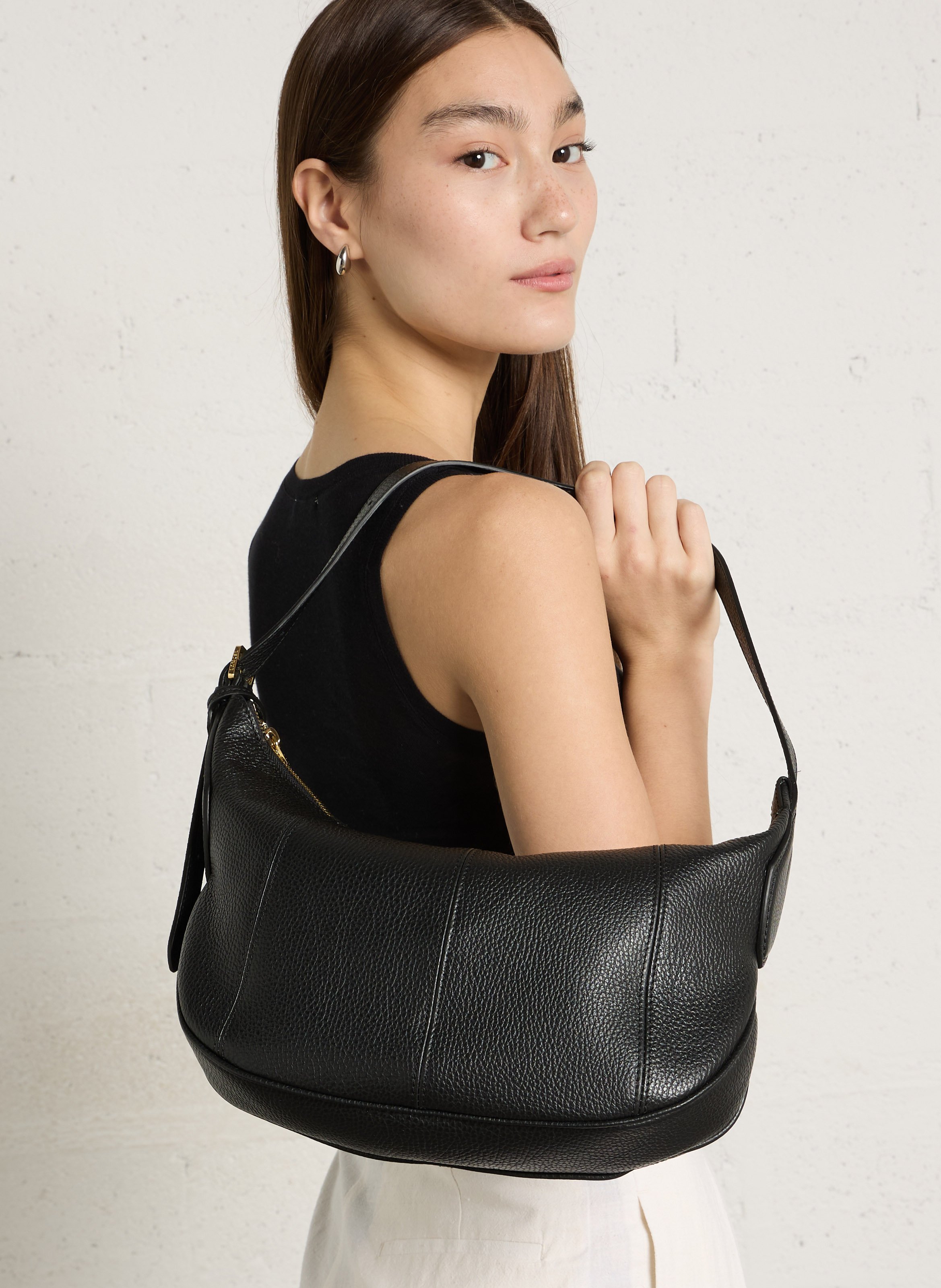 Schoudertas gedragen over de schouder van leer LANCEL Zwart