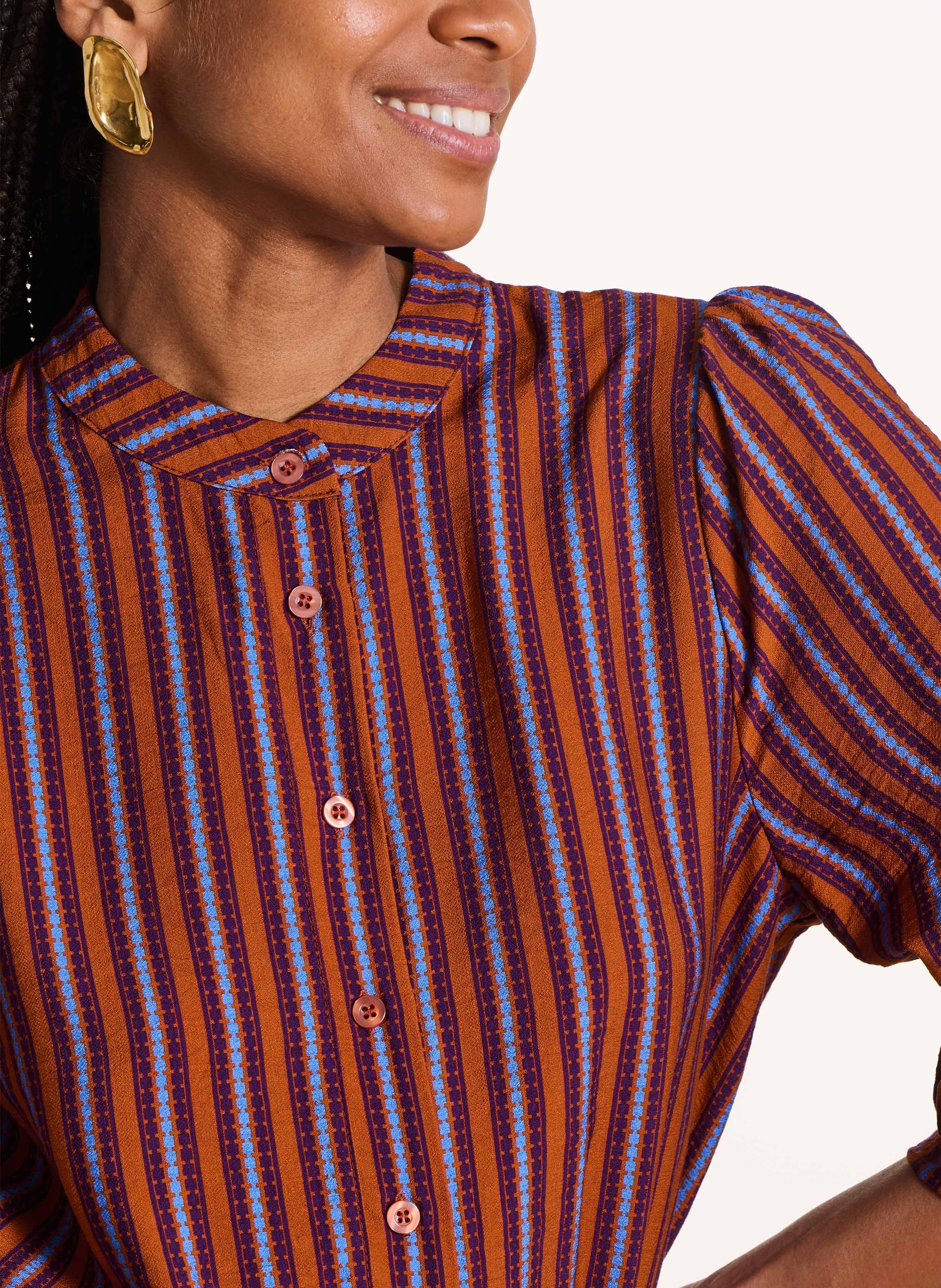 Robe midi à rayures LA FEE MARABOUTEE Multicolore