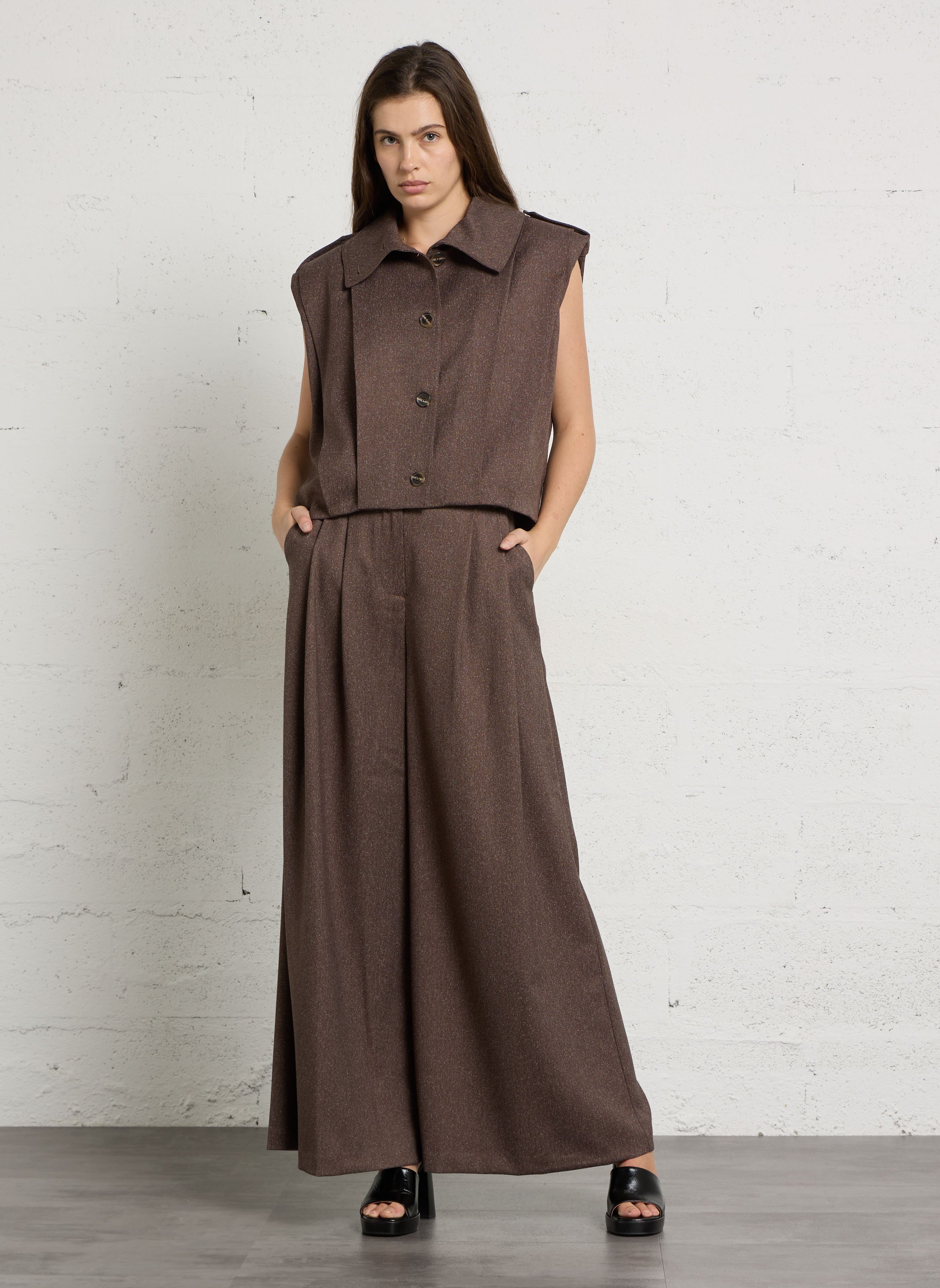 Straight-cut jacket with classic collar IMPERIAL Brown