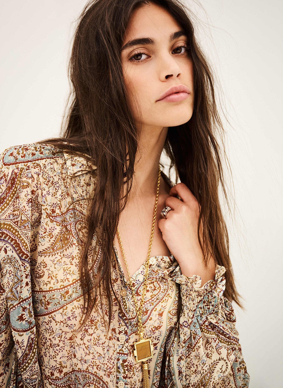 Gedrukte vloeibare blouse met knoopjes | Blauw BA&SH Dames