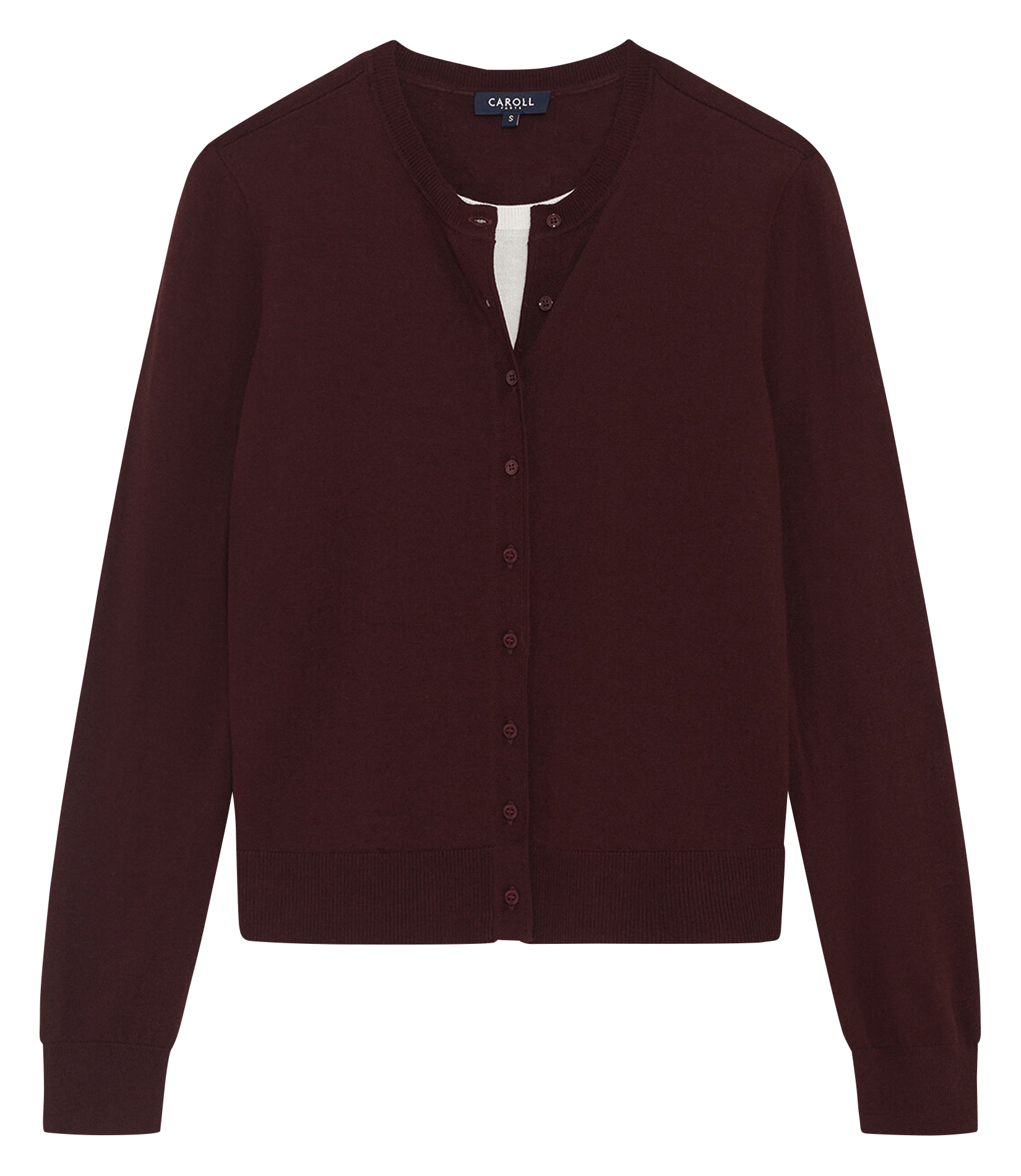 Gilet ajusté en laine mélangée CAROLL Prune