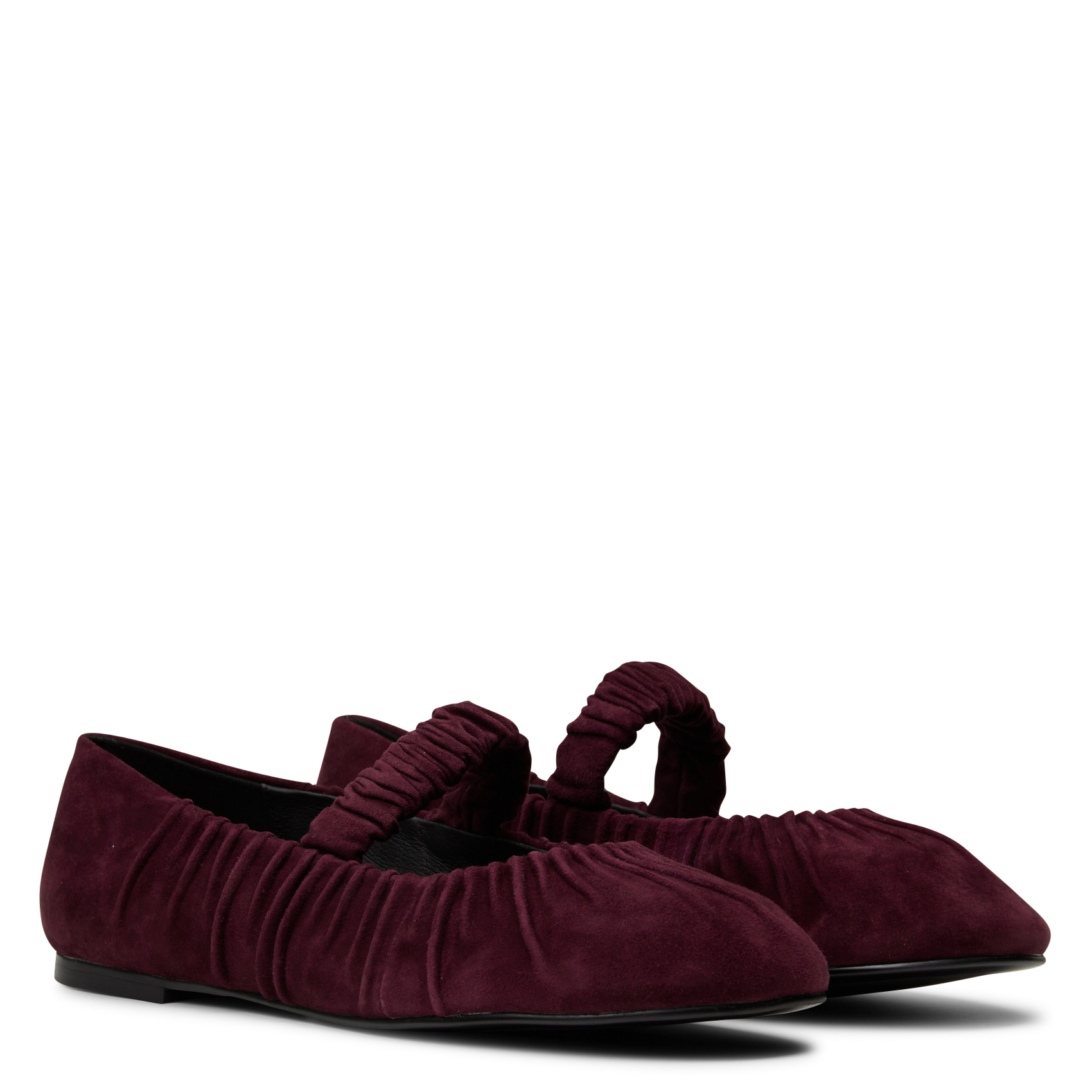 Suede leather ankle strap ballerina flats | Red BIBI LOU Women