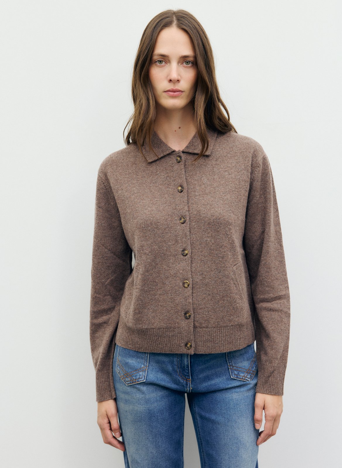 Gilet droit col classique en laine GERARD DAREL Marron